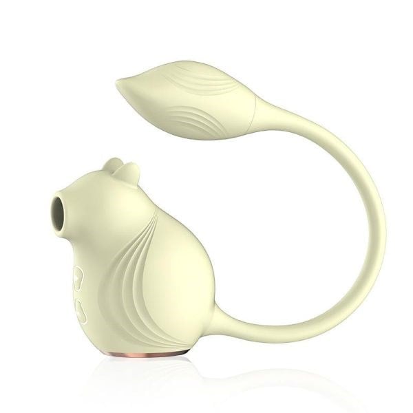 USB Şarjlı Klitoral Uyarıcılı Vakumlu Sincap Vibratör Sarı