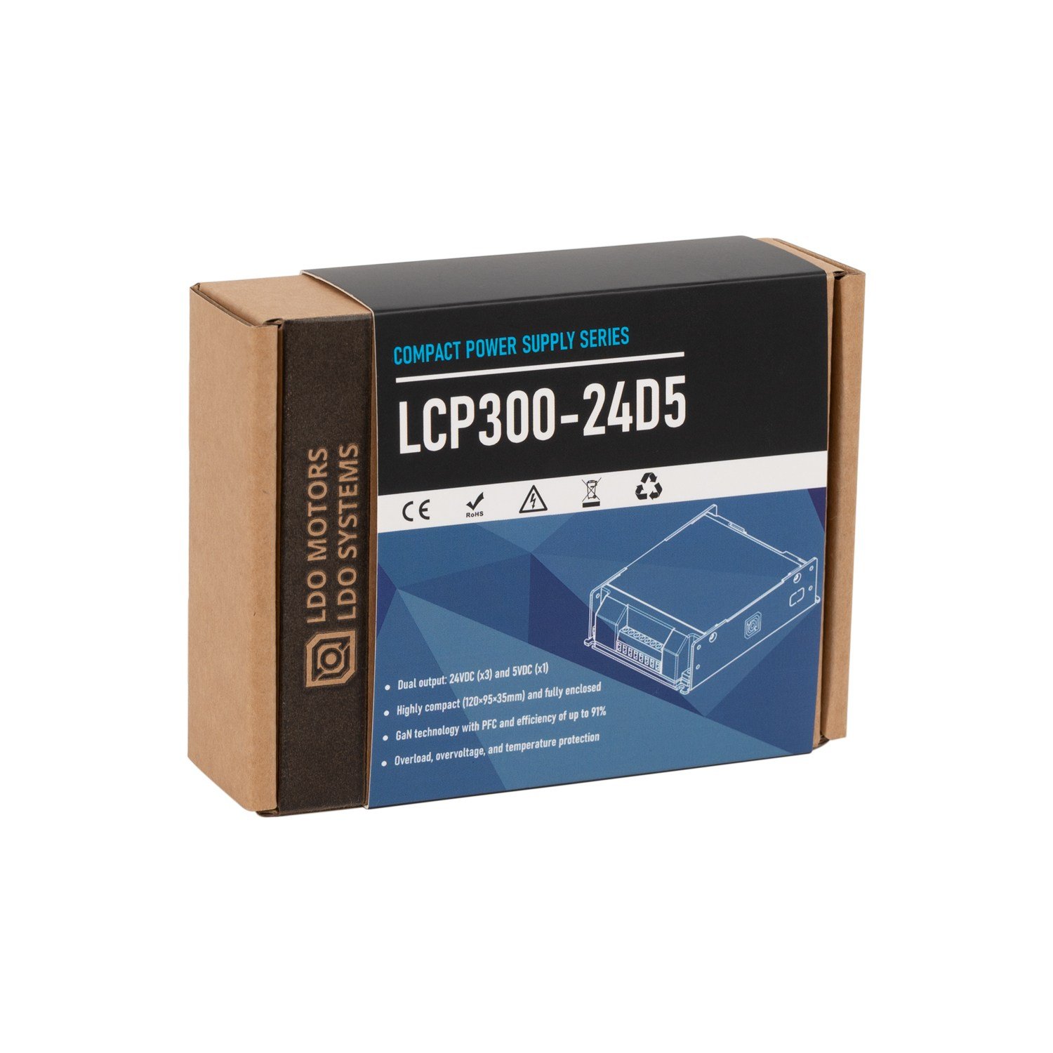 LDO Güç Kaynağı 24V-5V Çift Çıkışlı LCP300-24D5