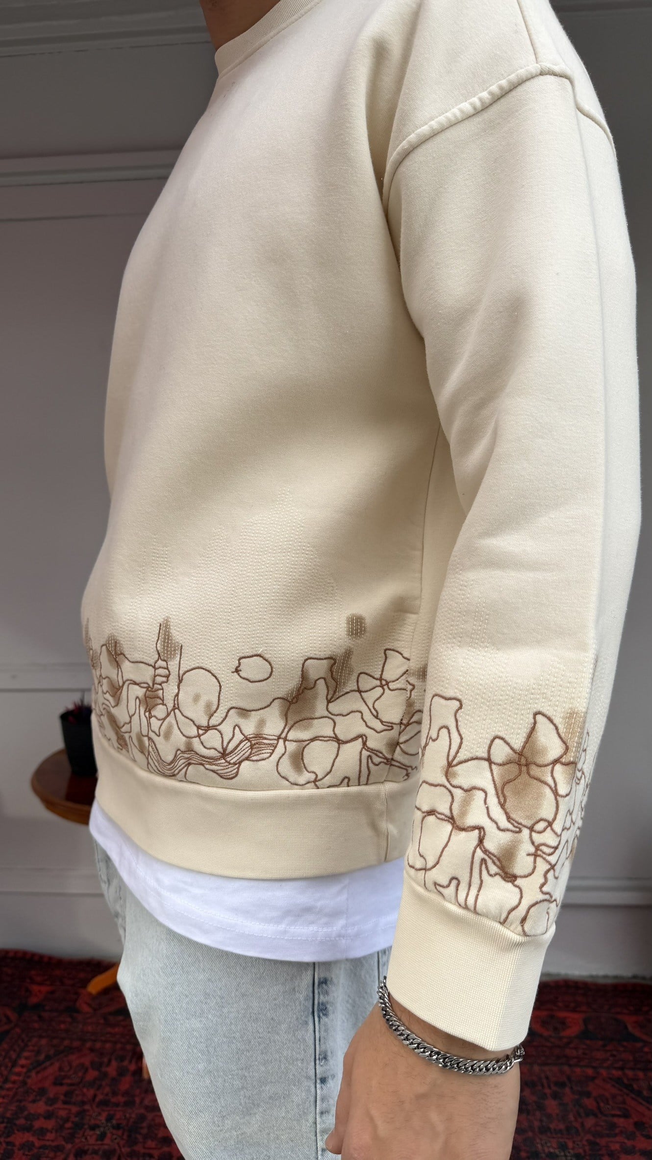 Bel-Bilek Nakış Detaylı Oversize Sweat