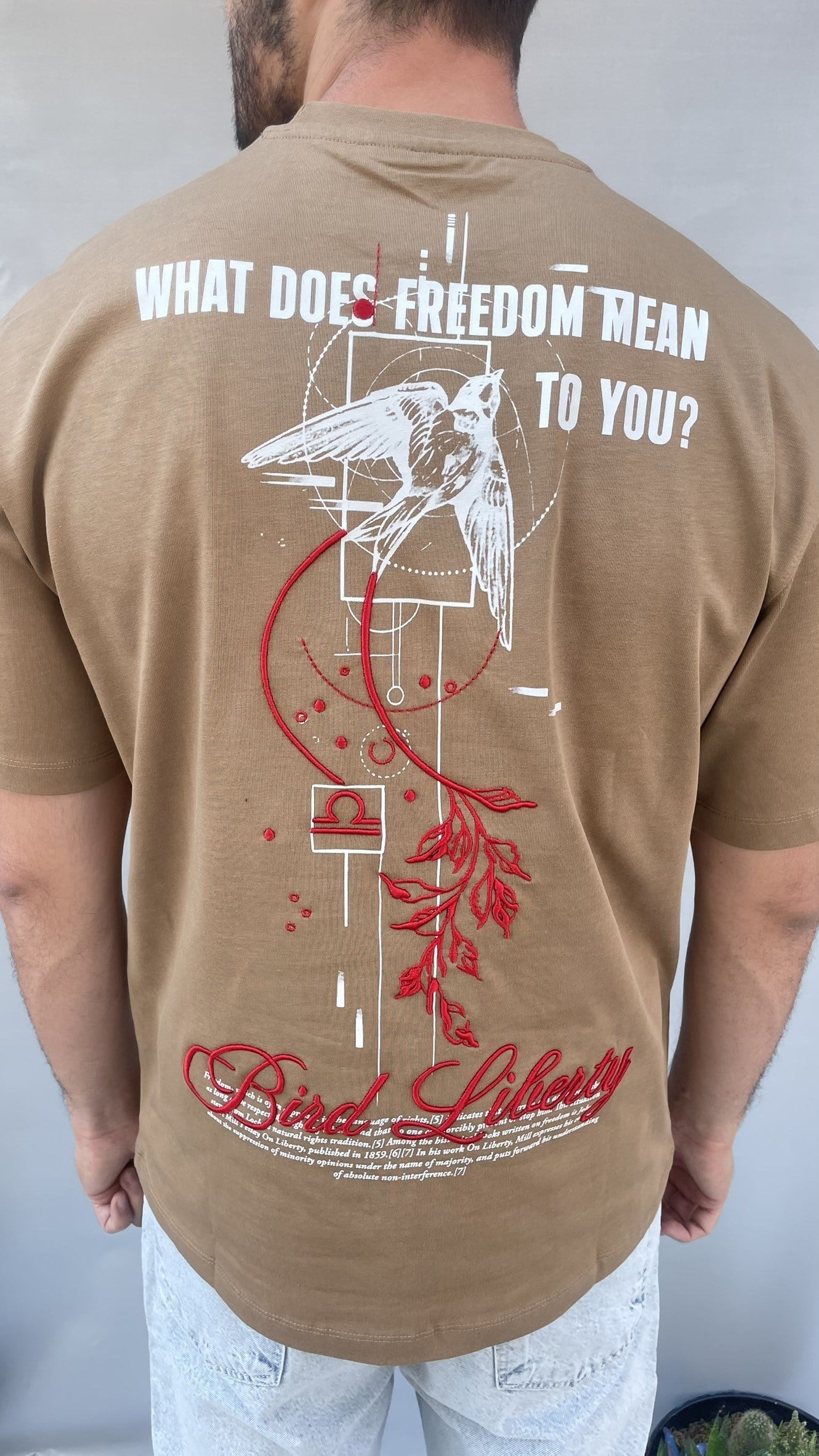 Bird Sırt Nakış Baskılı Oversize T-shirt