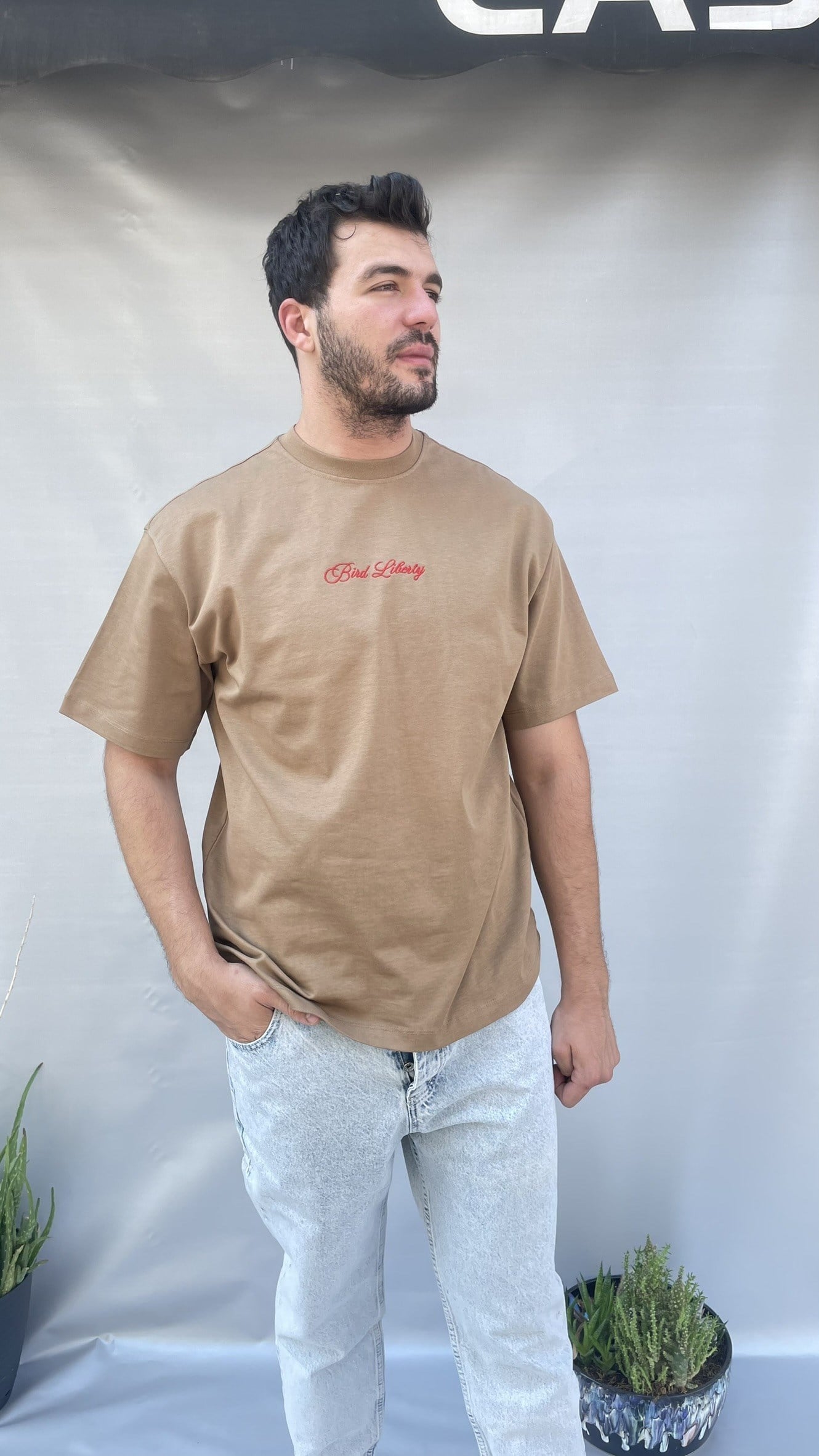 Bird Sırt Nakış Baskılı Oversize T-shirt