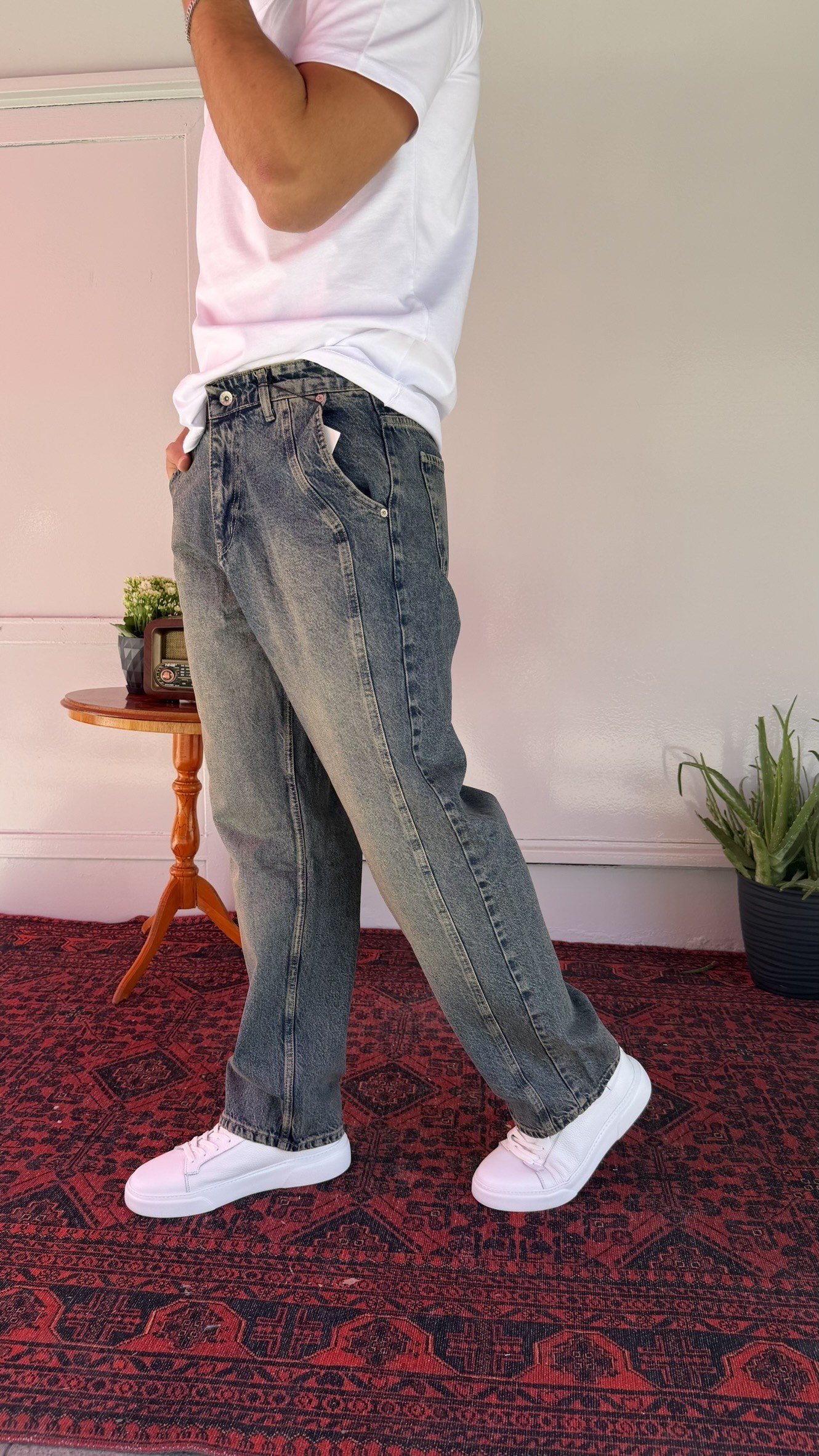 Boydan Dikiş Detaylı Relax Baggy Jean