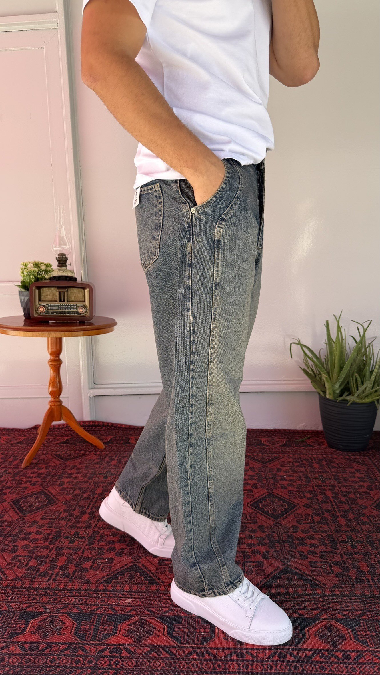 Boydan Dikiş Detaylı Relax Baggy Jean