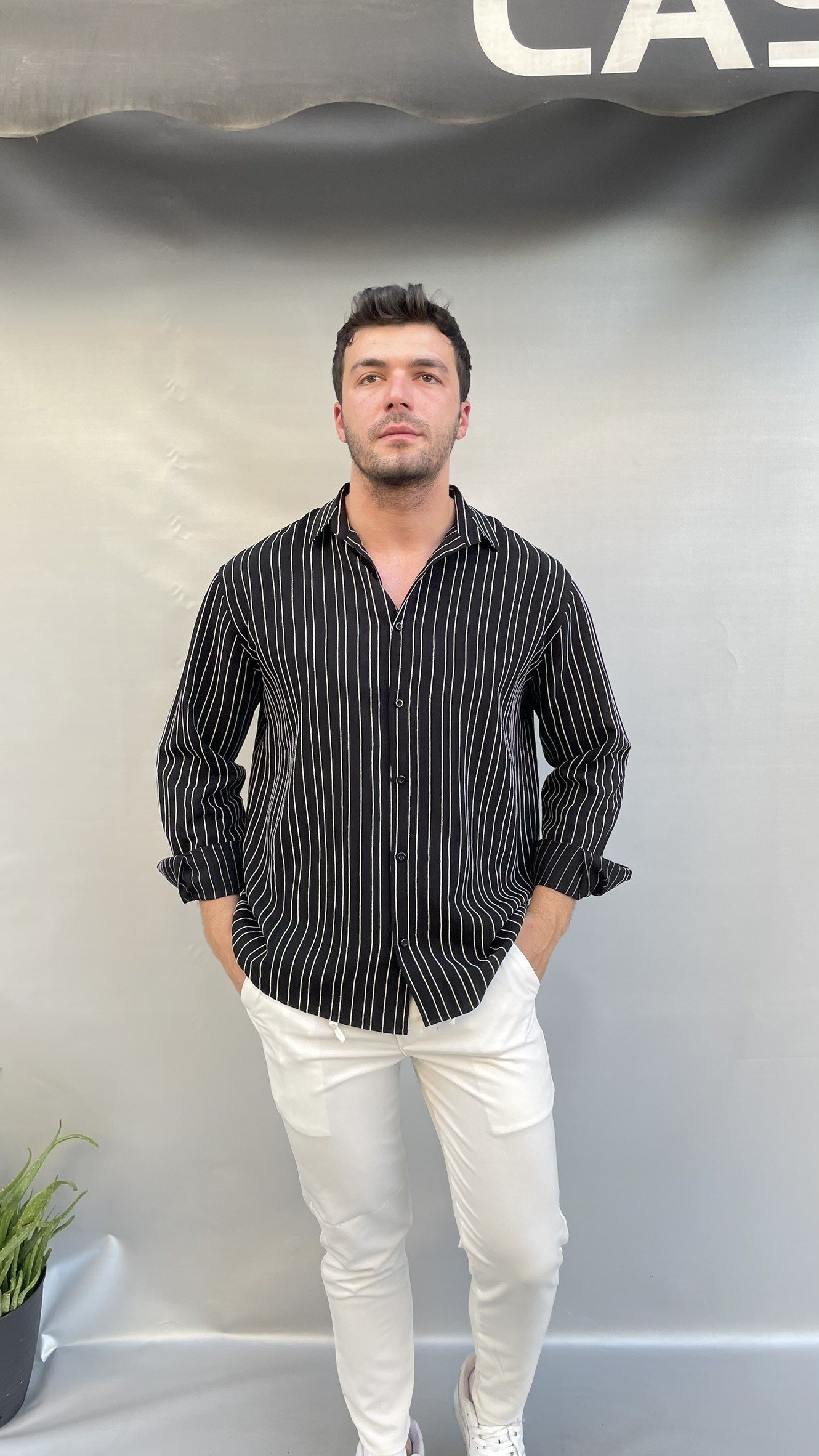 Çizgili Oversize Modal Gömlek