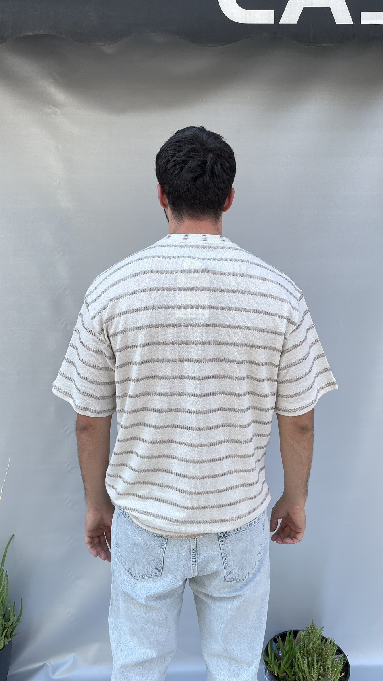Çizgili Oversize Triko T-shirt
