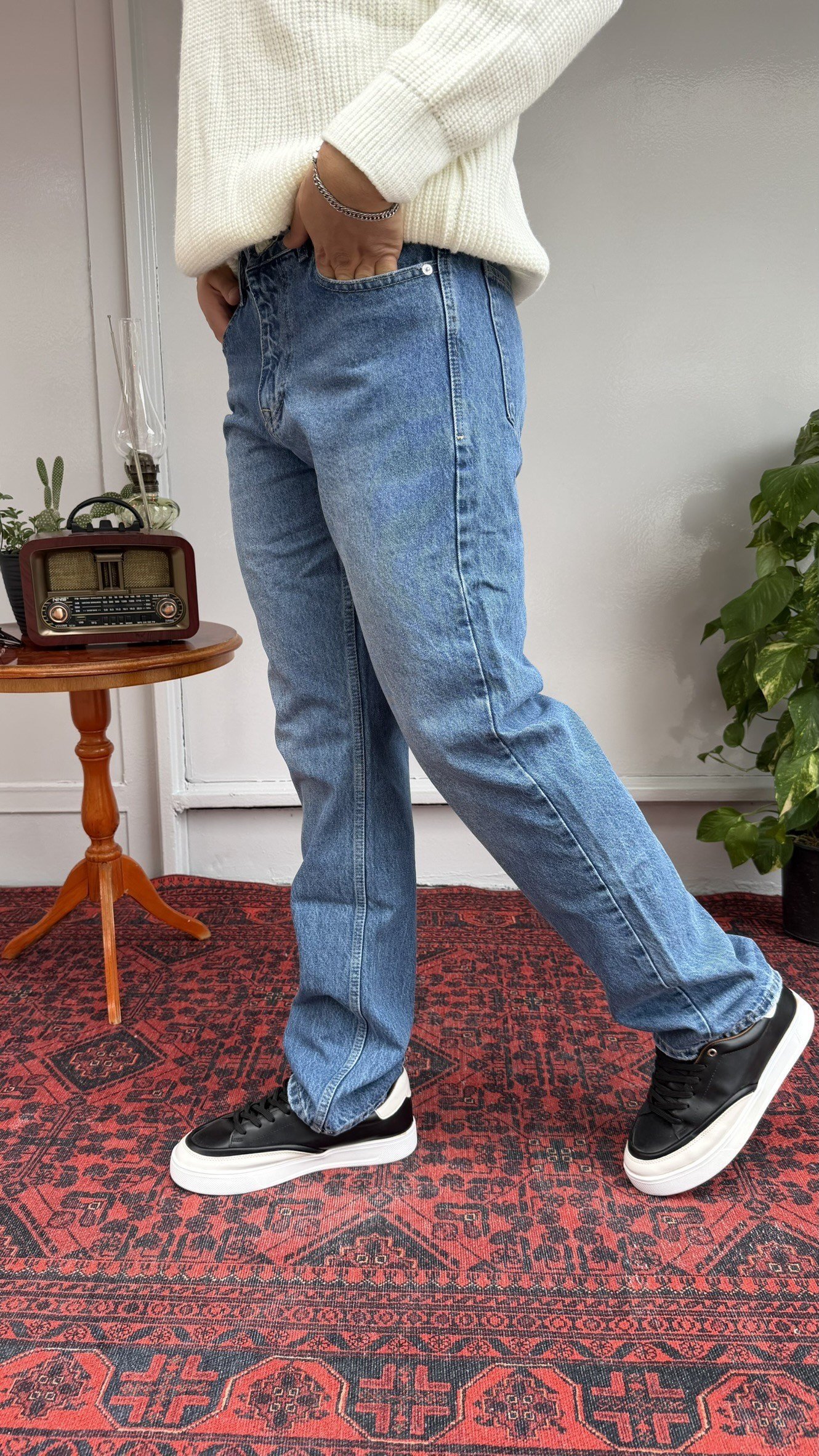 Difransel Düz Mavi Baggy Jean