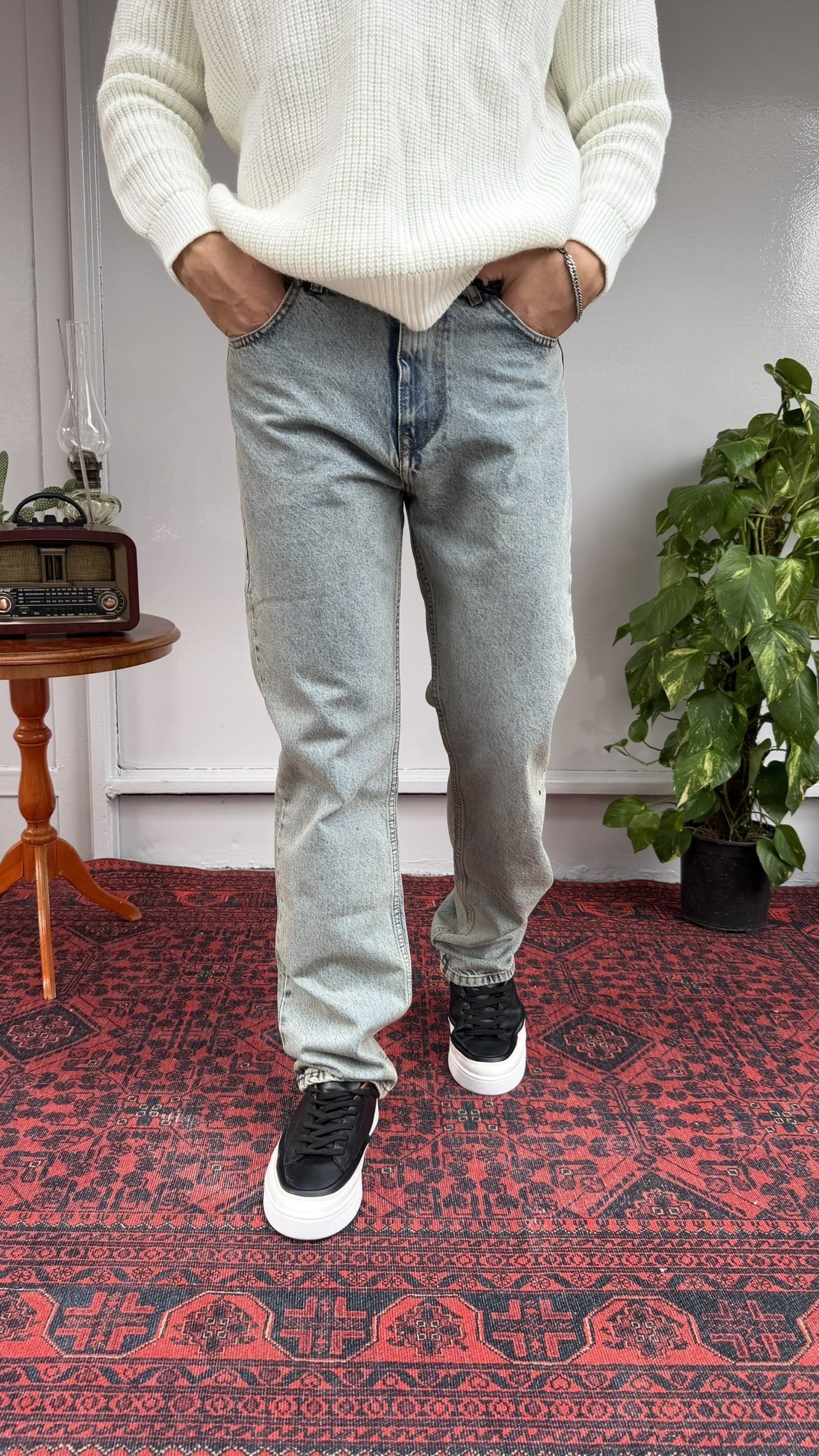 Difransel Yeşil-Mavi Yıkamalı BaggyFit Jean