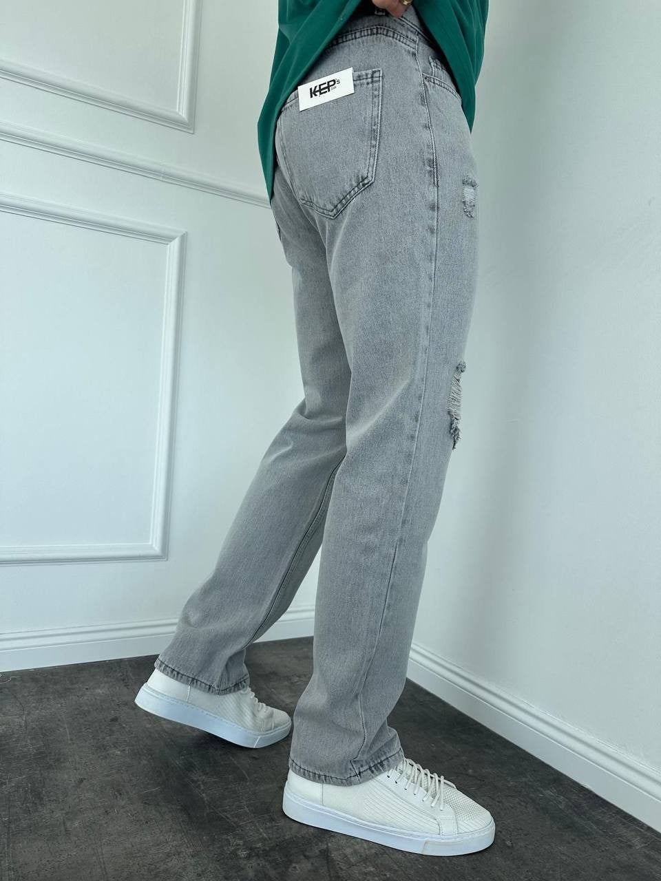 Diz Yırtık Detay Baggy Pantolon