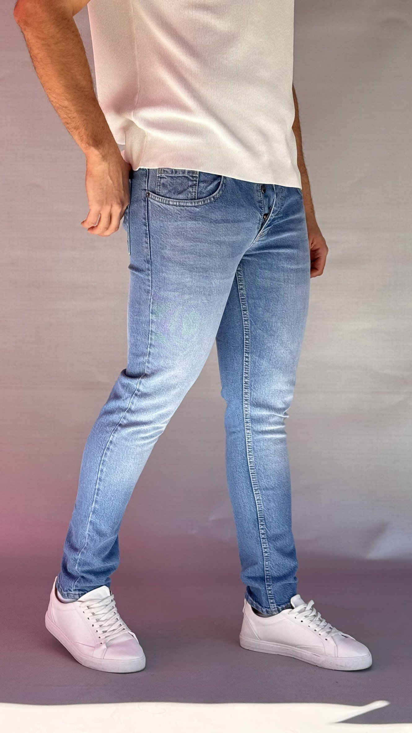 Düz Mavi Slim Fit Jean