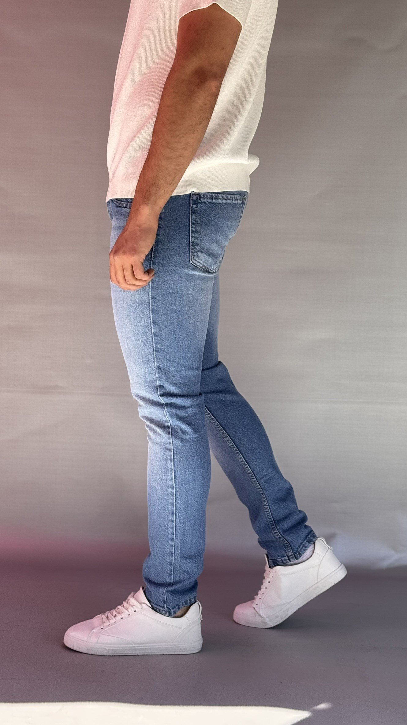 Düz Mavi Slim Fit Jean