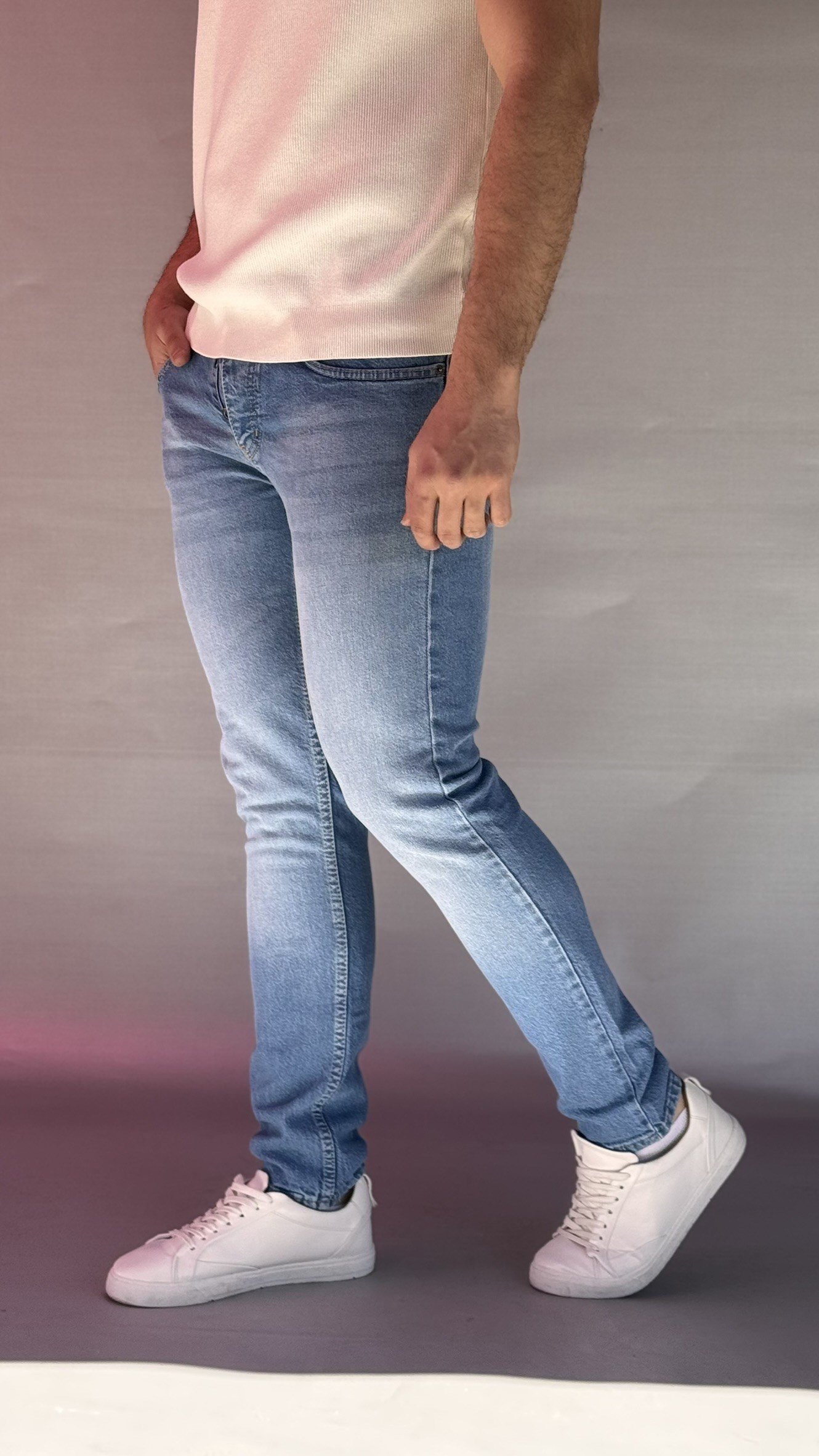 Düz Mavi Slim Fit Jean
