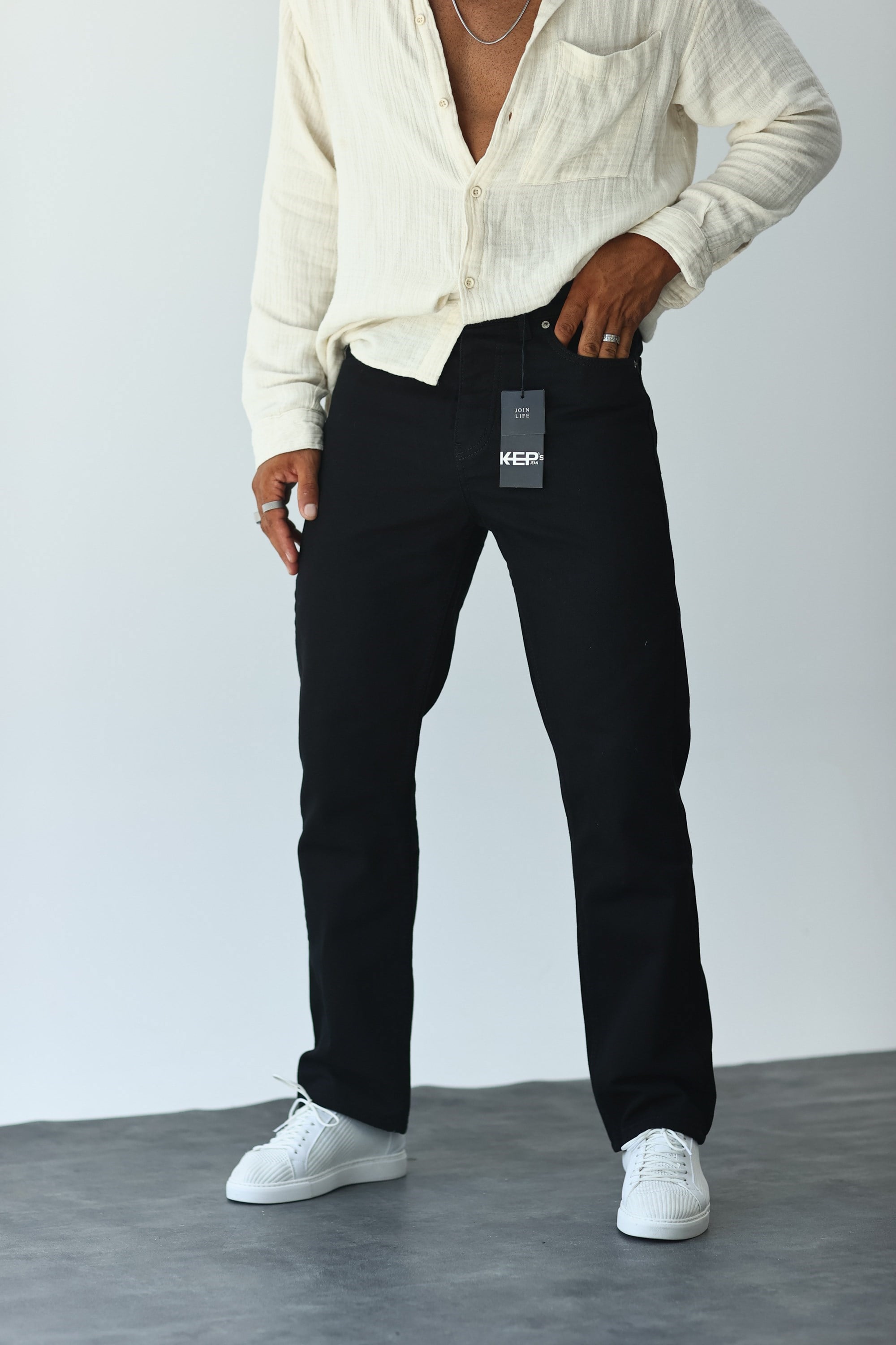 Düz Siyah Baggy Jean
