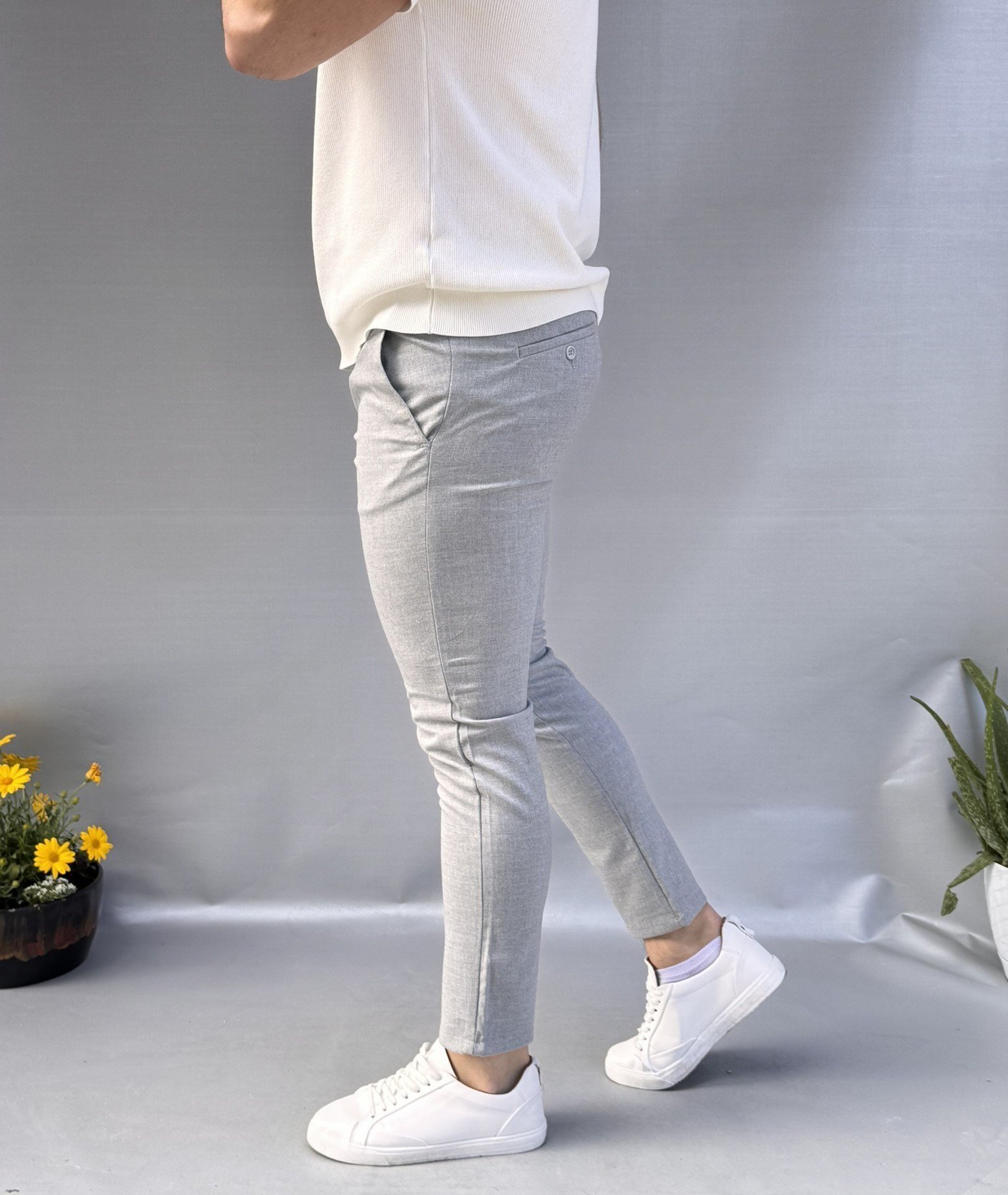 Düz Slim Fit Kumaş Jogger