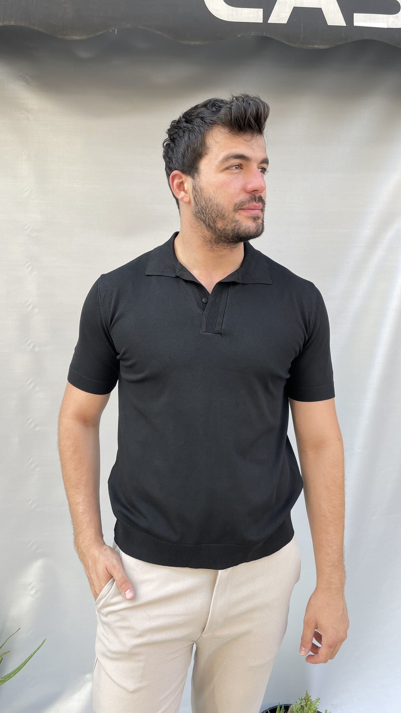 Düz Triko Polo Yaka T-shirt