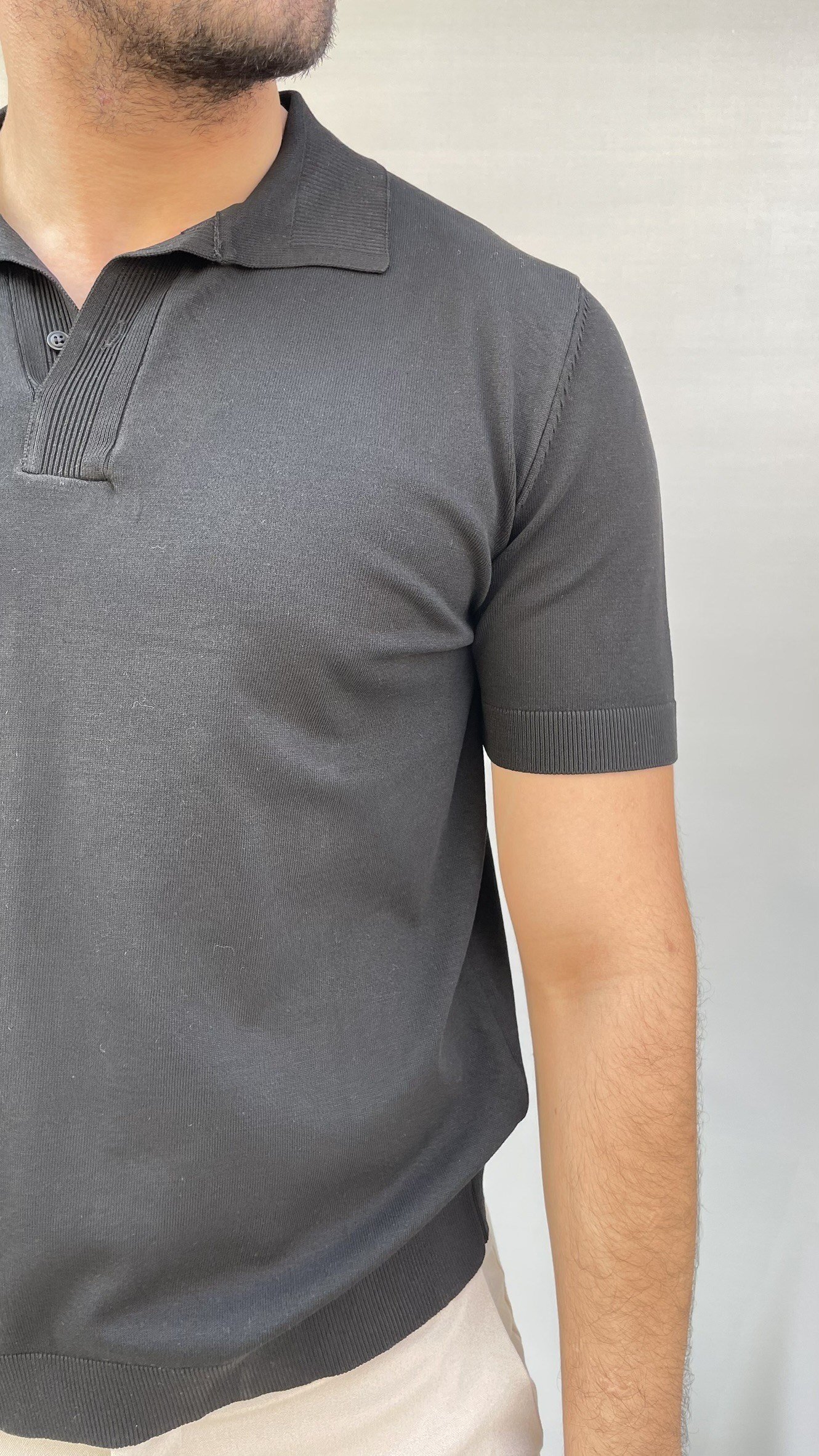 Düz Triko Polo Yaka T-shirt