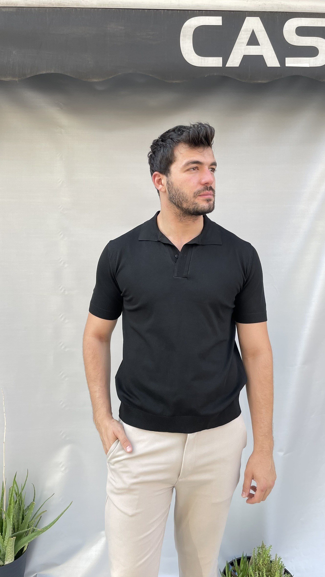 Düz Triko Polo Yaka T-shirt