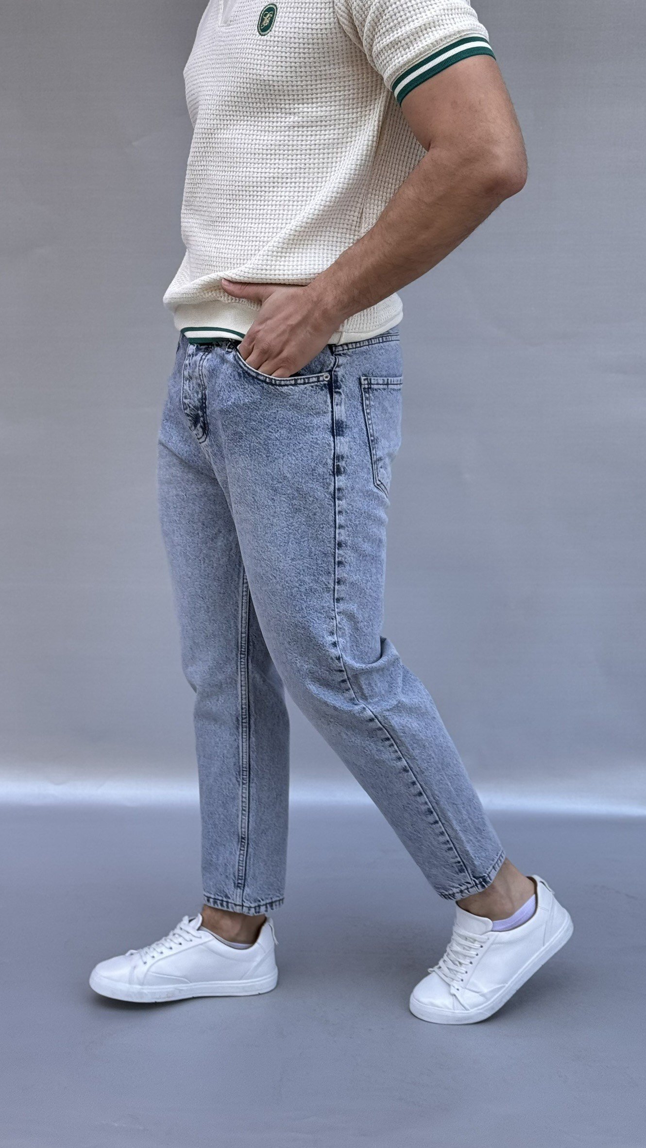 Düz Yıkamalı Boyfriend Pantolon