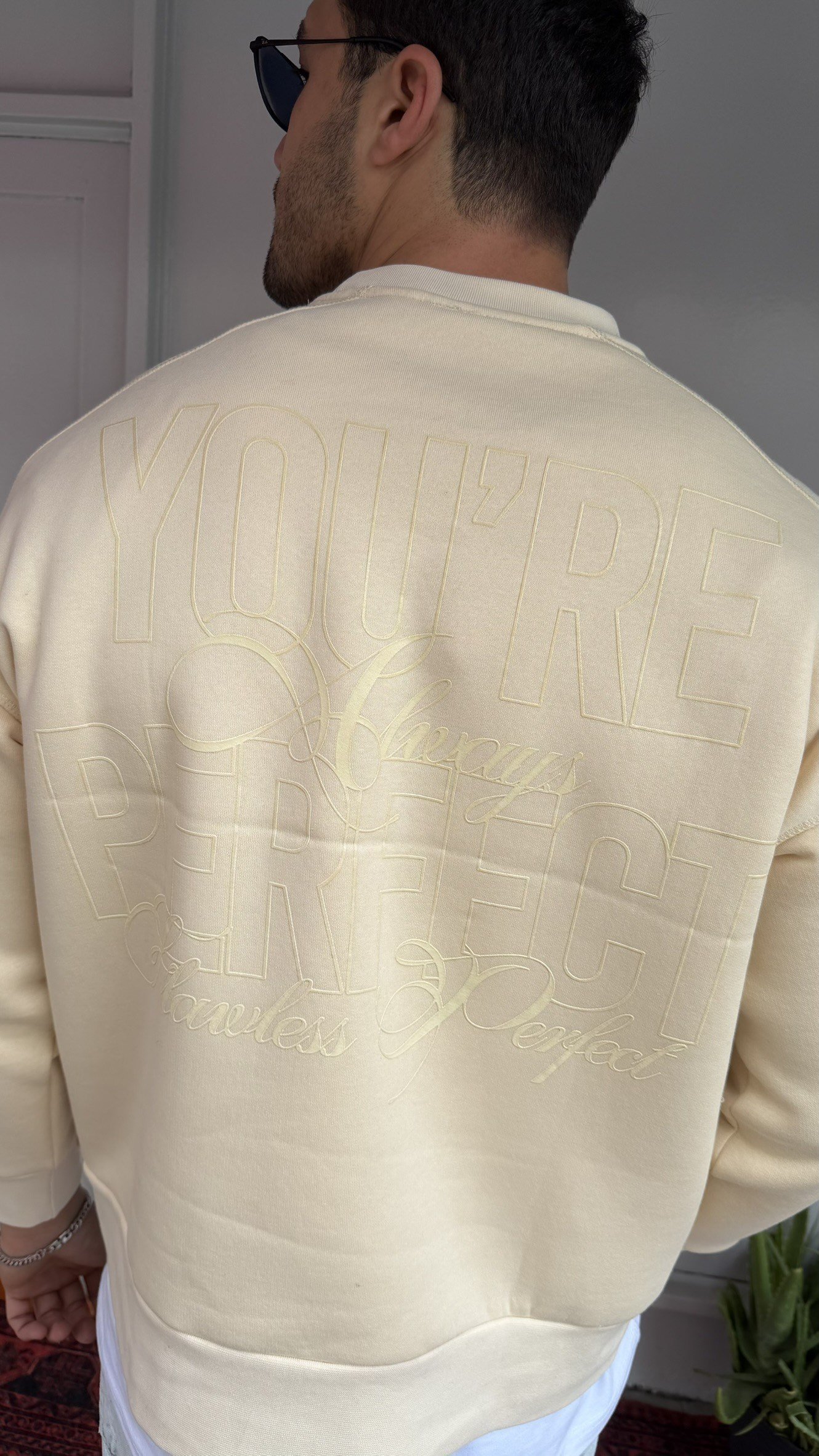 El Yazı Detay Şardonlu Oversize Sweat
