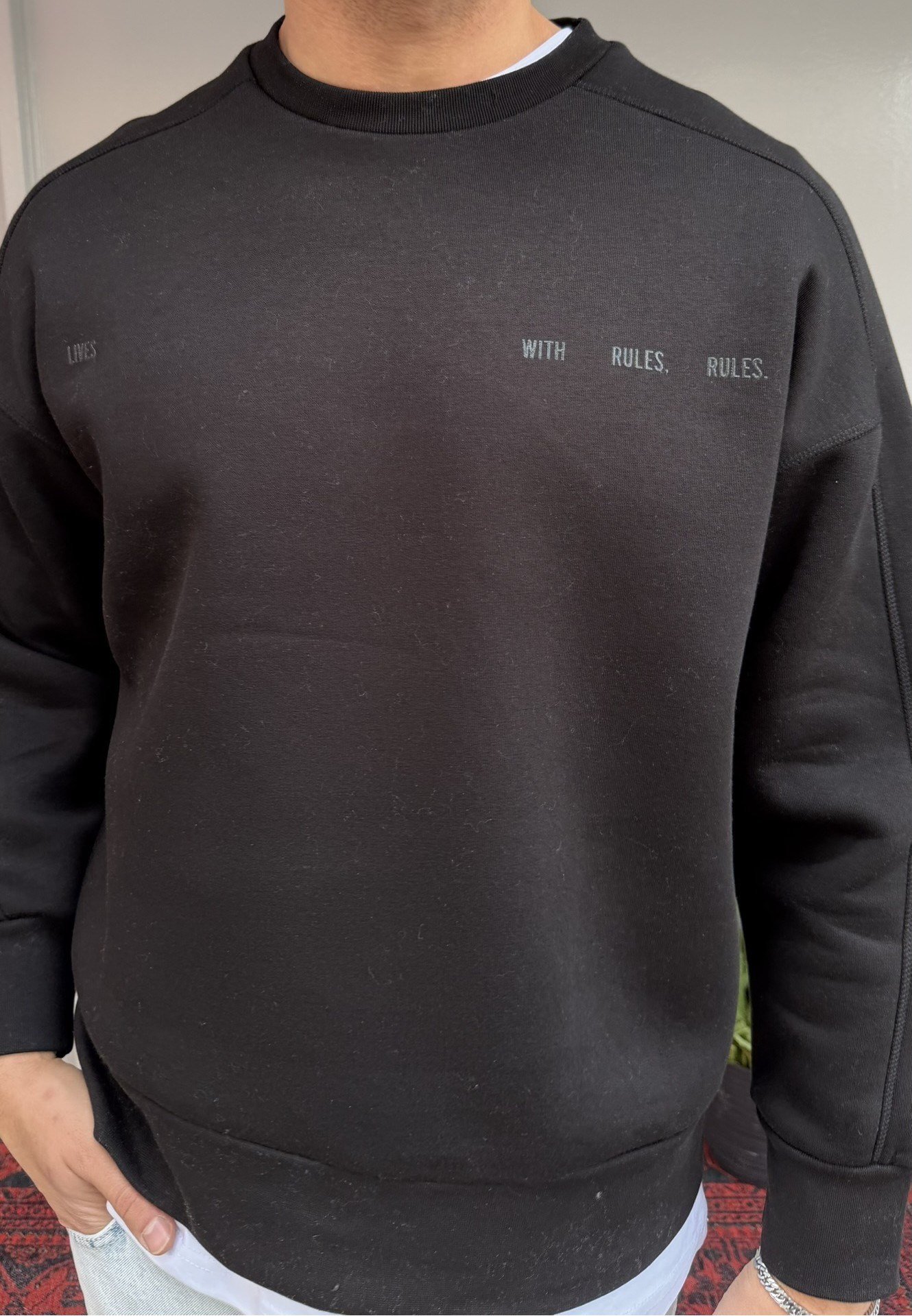 El Yazı Detay Şardonlu Oversize Sweat