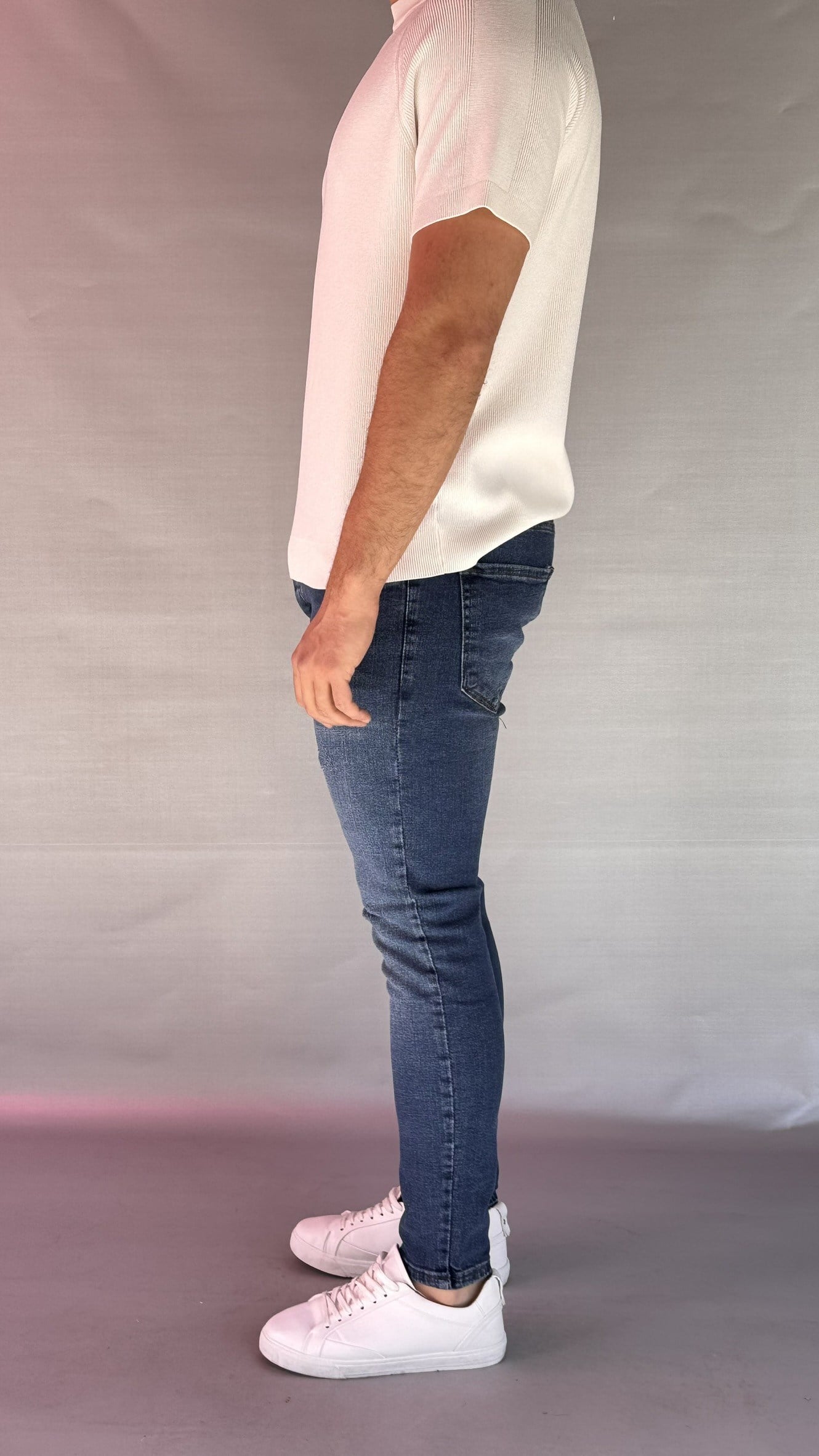 Eskitme Detay Koyu Mavi Slim Fit Jean