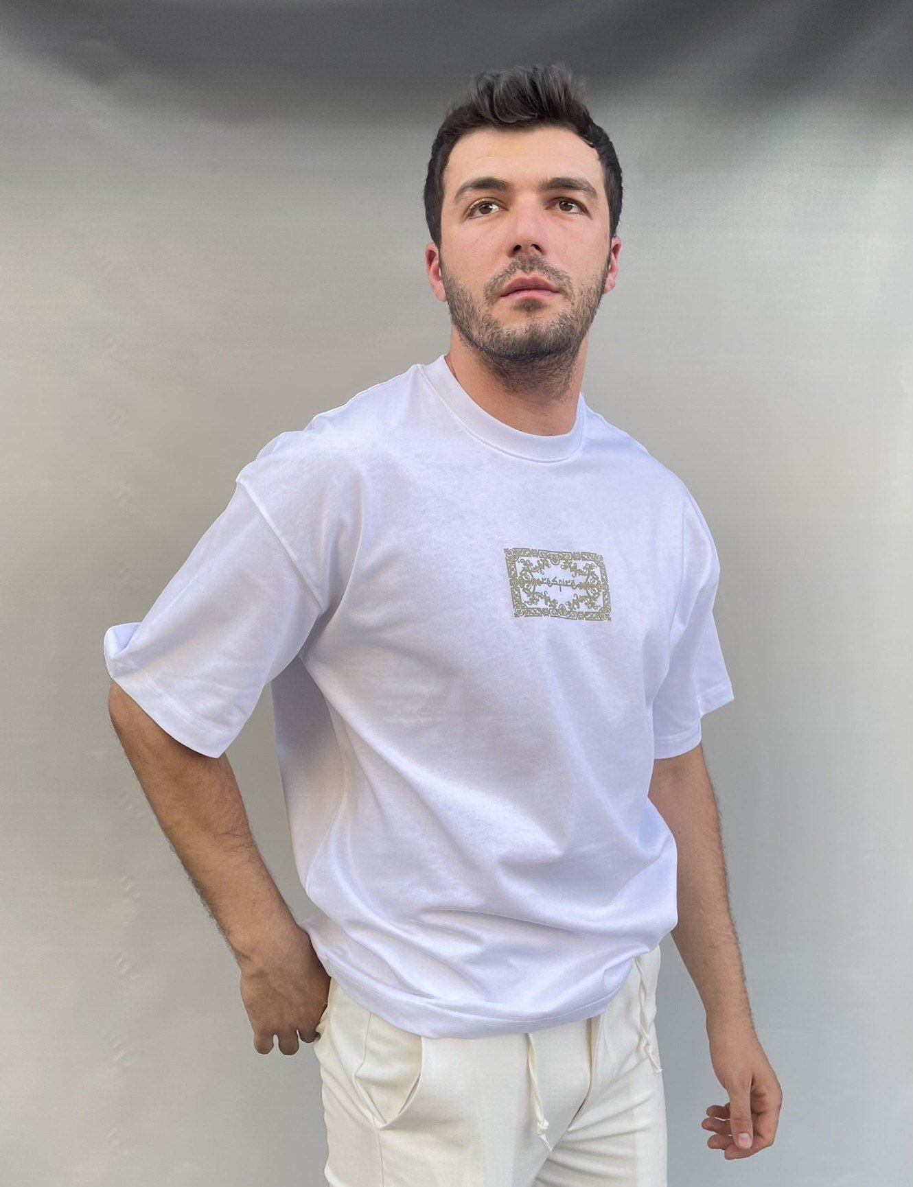Etnik Sırt Baskılı Oversize T-shirt
