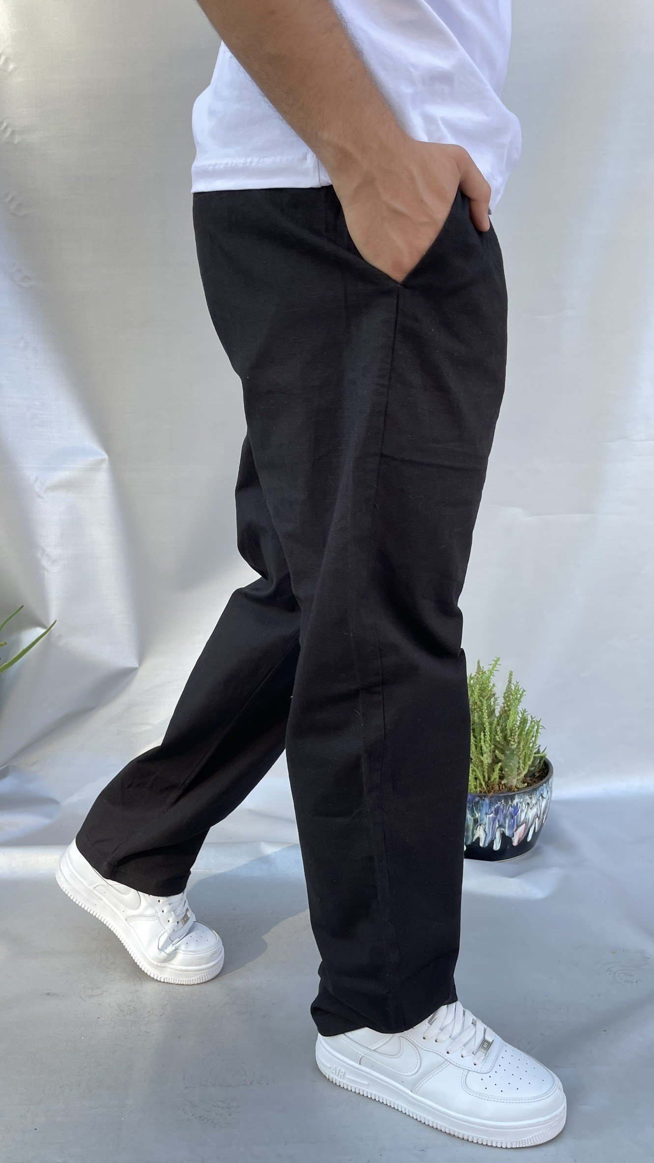 Flank Keten Baggy Pantolon