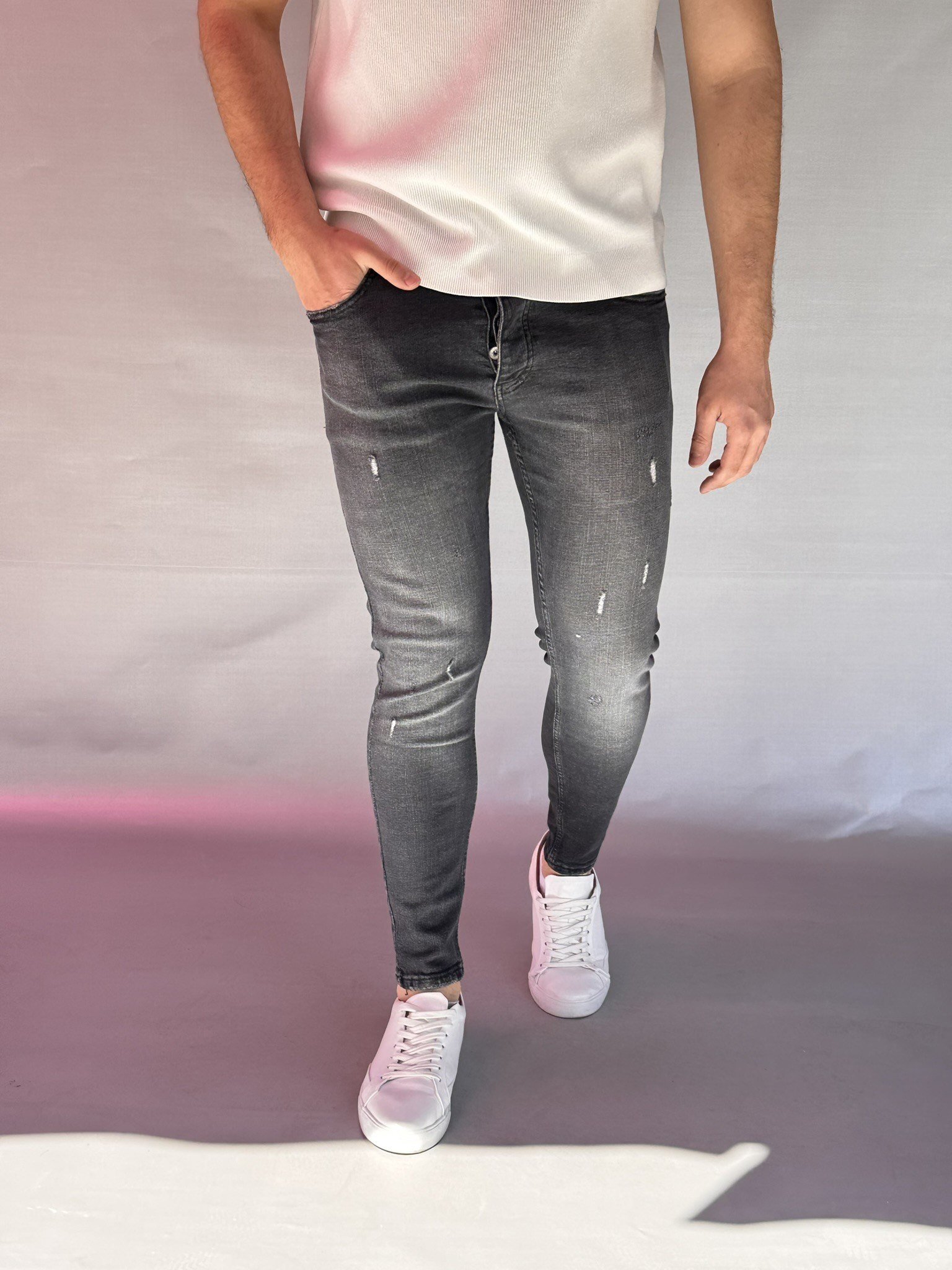 Füme Eskitme Detay Slim Fit Jean