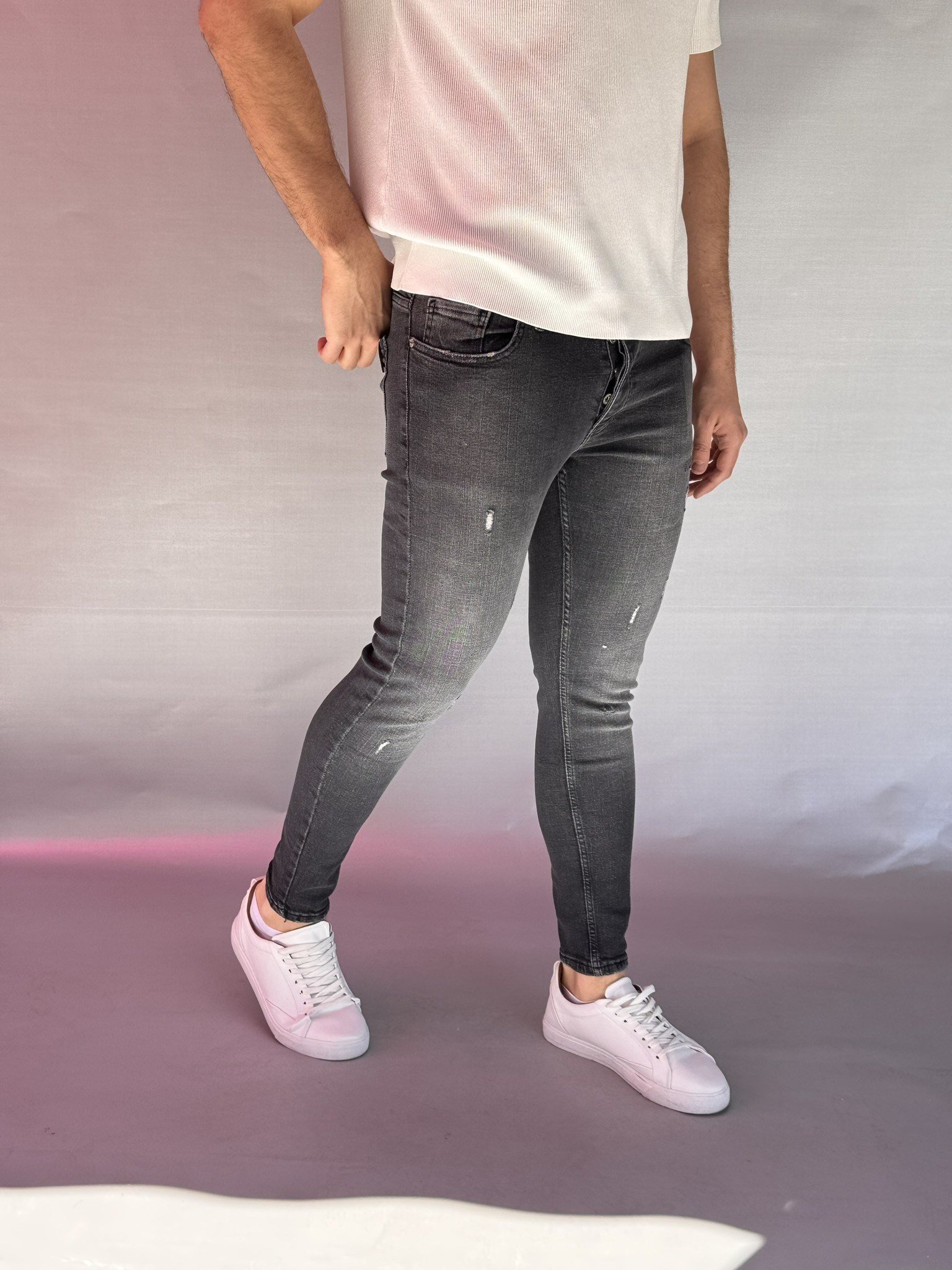 Füme Eskitme Detay Slim Fit Jean