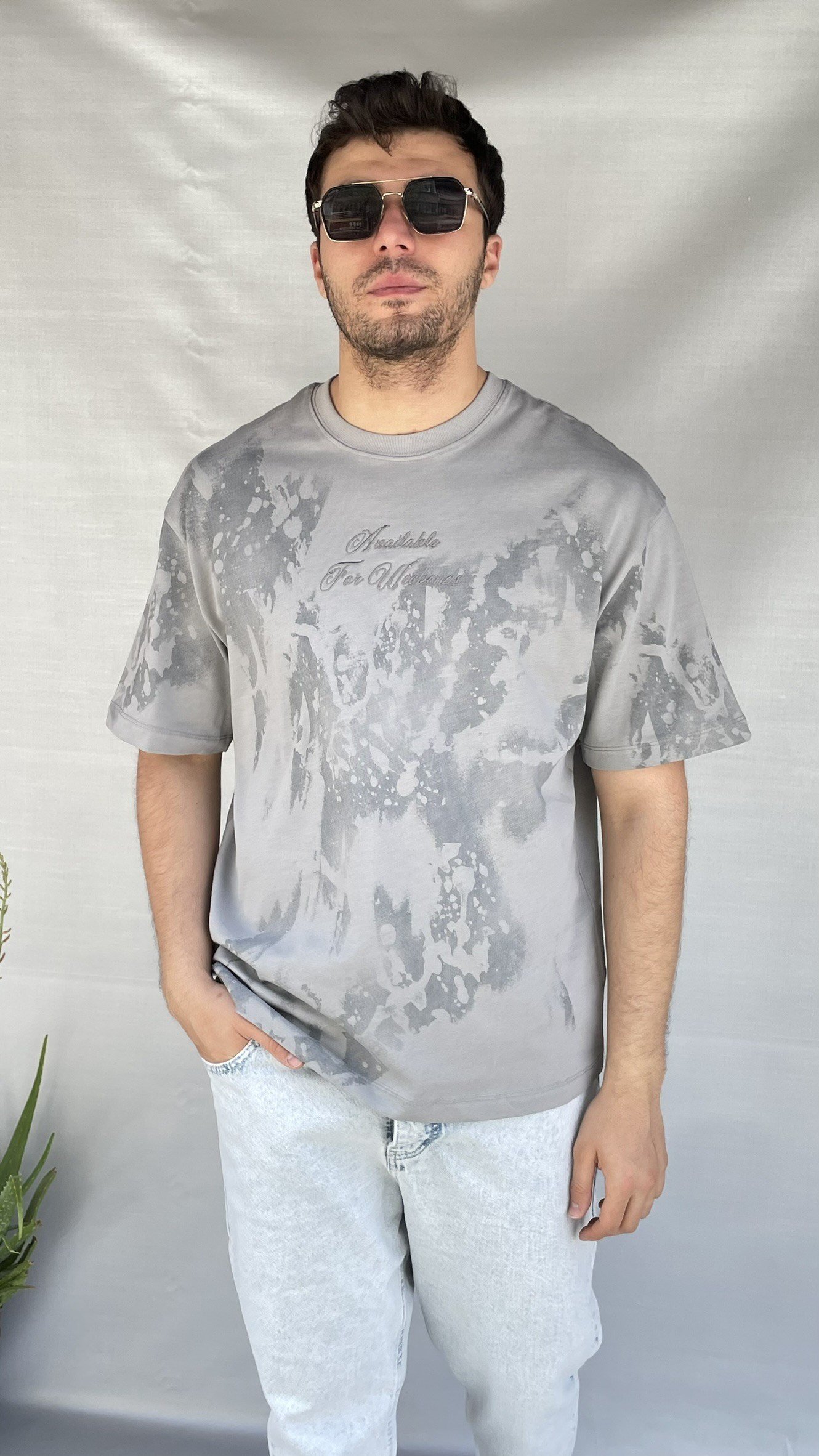 Kabartma Yazılı Batik Oversize T-shirt