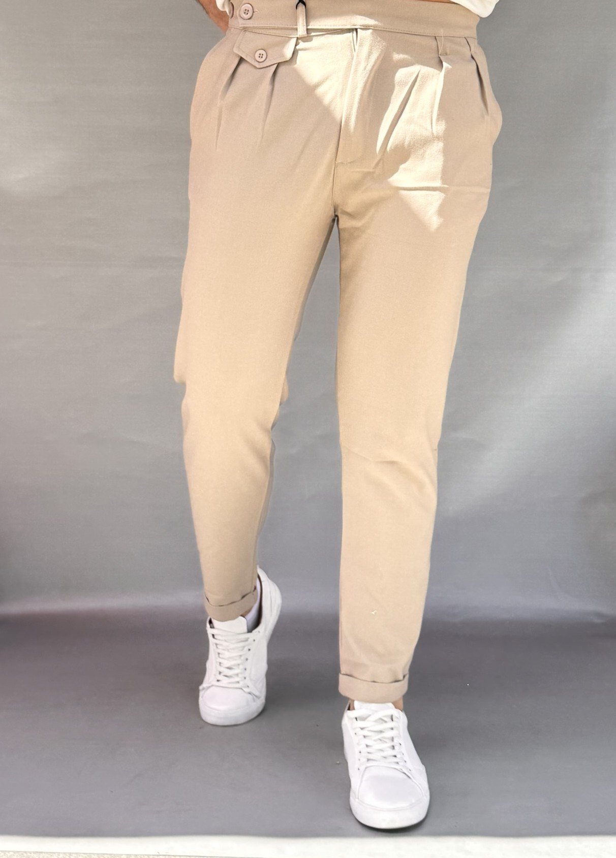 Kemer Düğmeli Pileli Boyfriend Jogger
