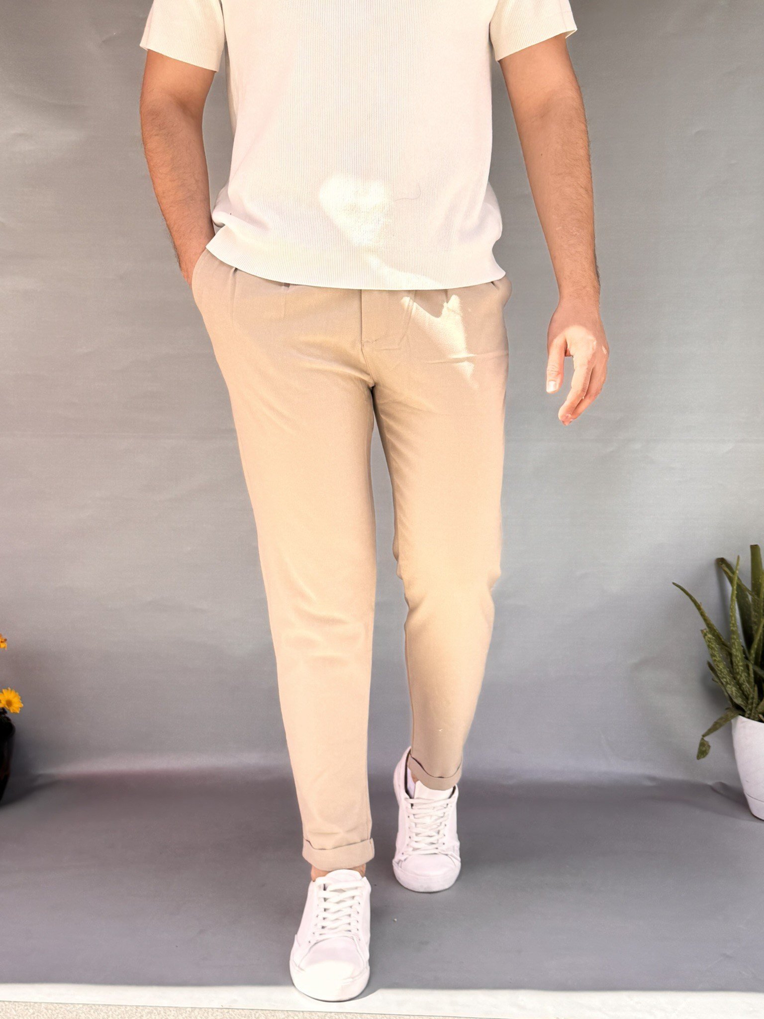 Kemer Düğmeli Pileli Boyfriend Jogger