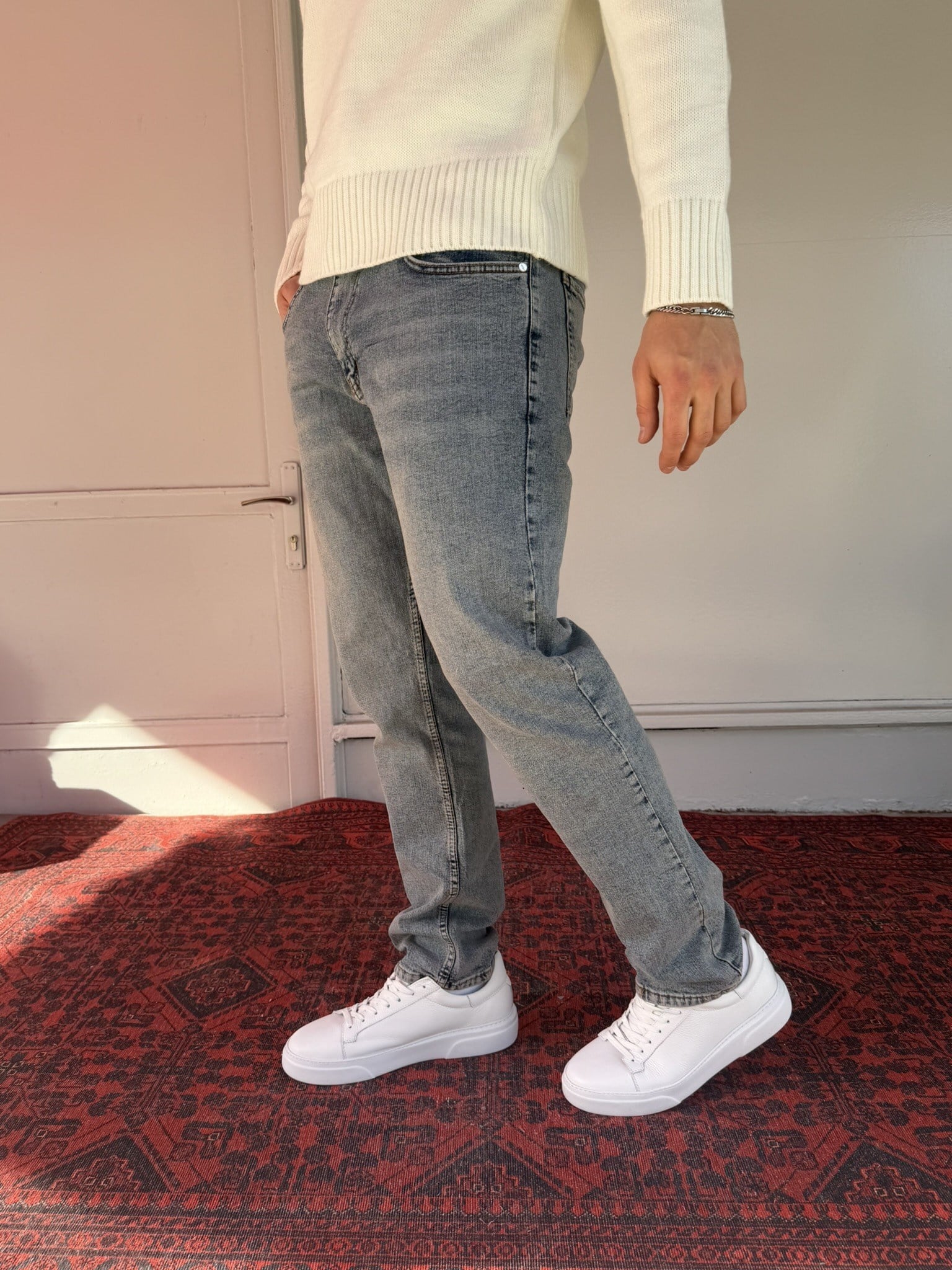 Keps Açık Mavi Parmak Yıkamalı Regular Jean