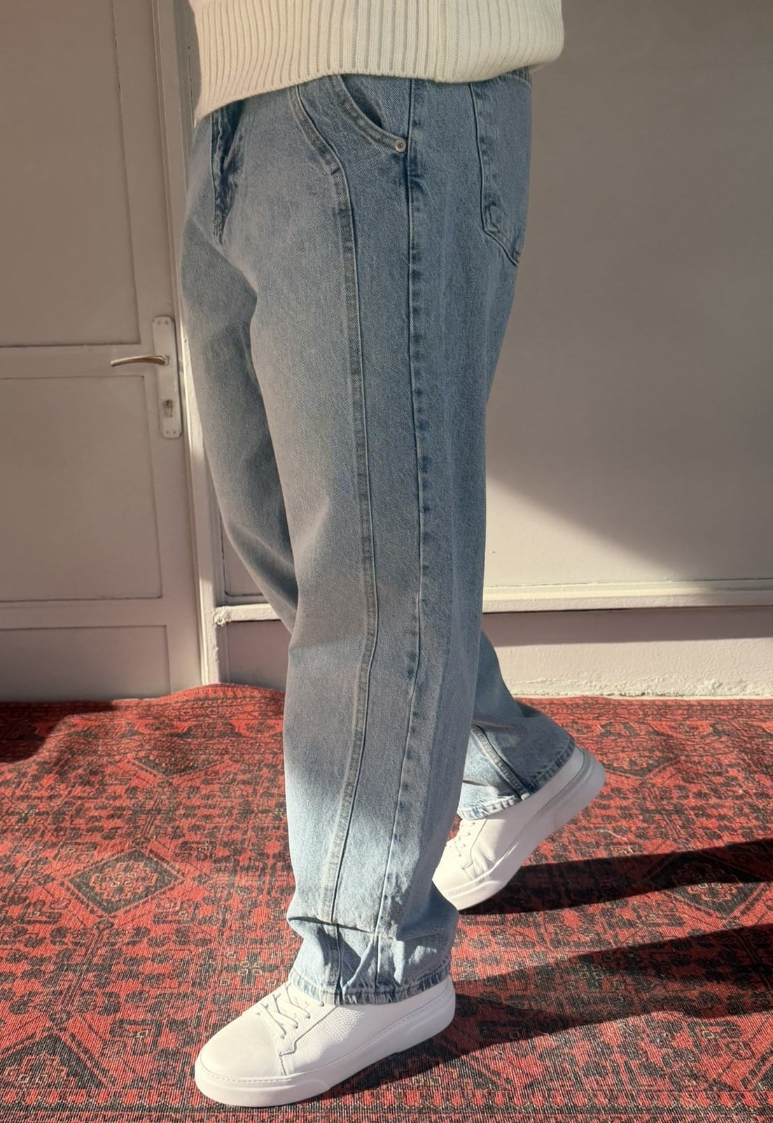 Keps Boydan Çift Dikiş Detay Relax Baggy