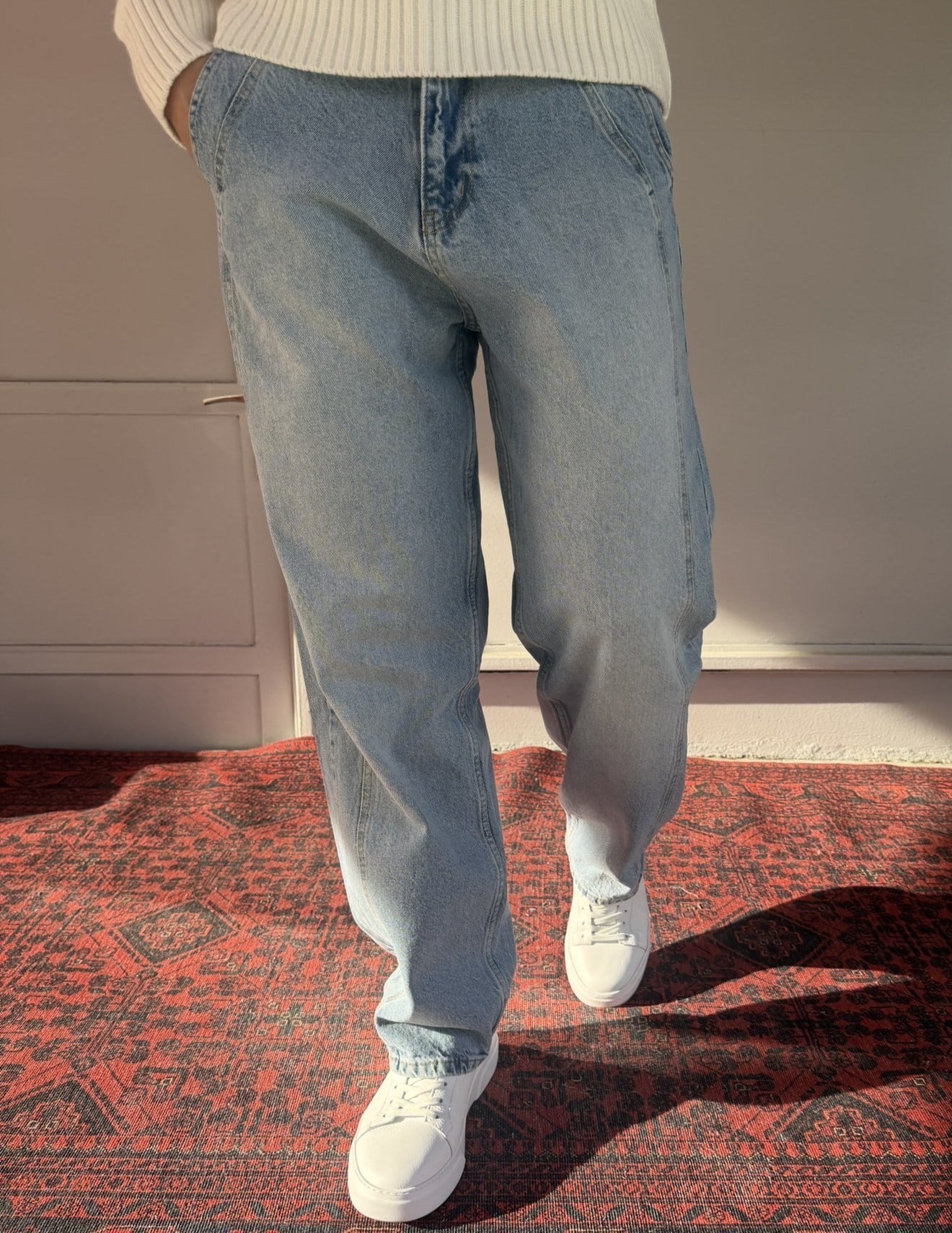 Keps Boydan Çift Dikiş Detay Relax Baggy