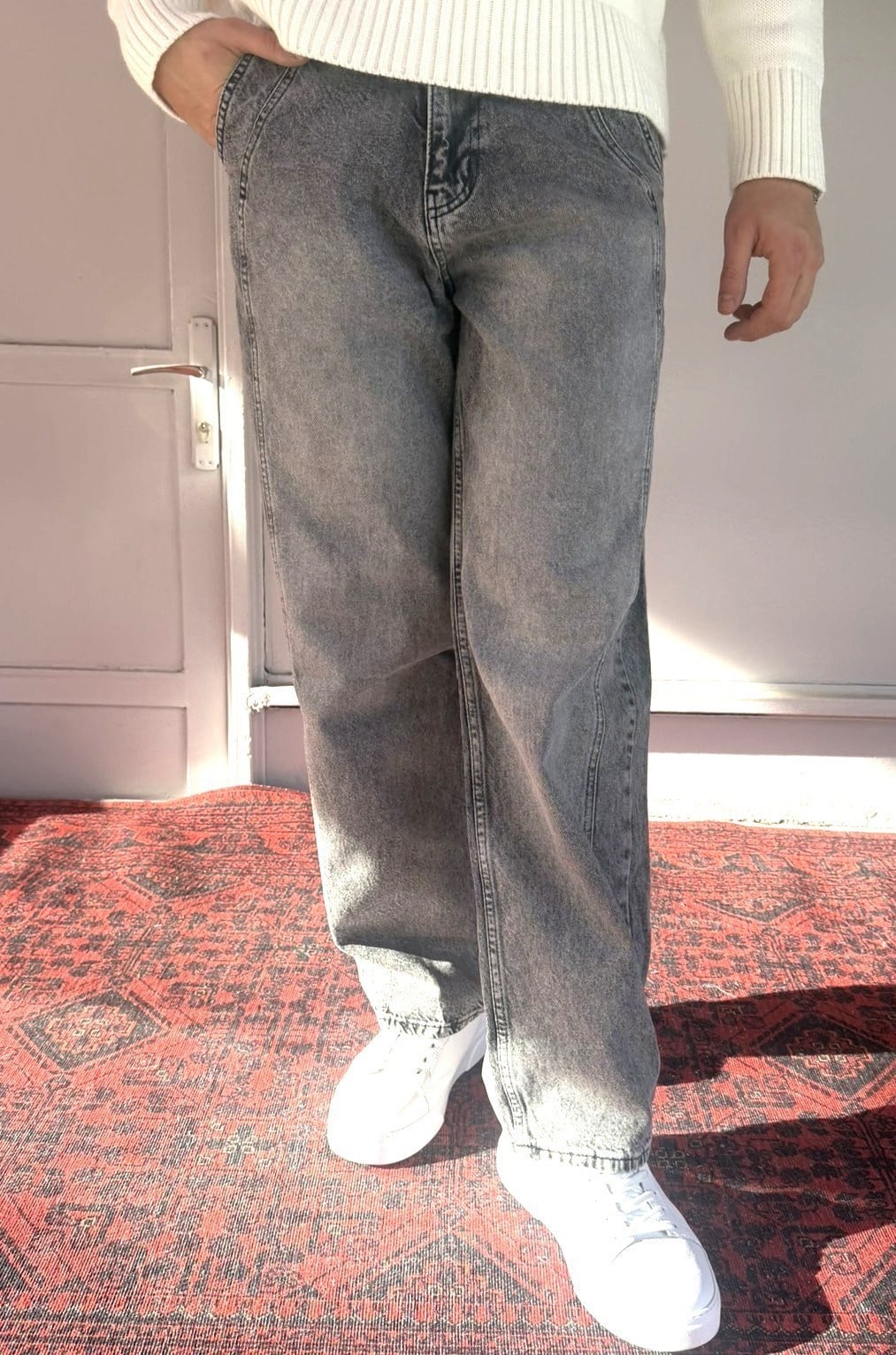 Keps Boydan Çift Dikiş Detay Relax Baggy
