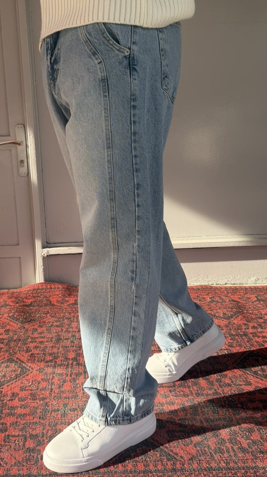 Keps Boydan Çift Dikiş Detay Relax Baggy