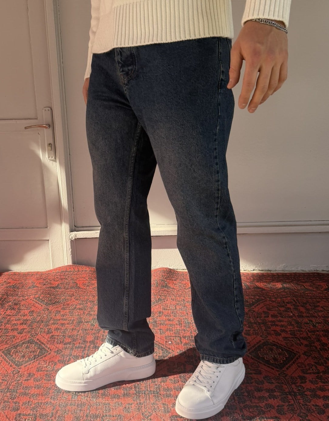 Keps Düz Lacivert Baggy Jean