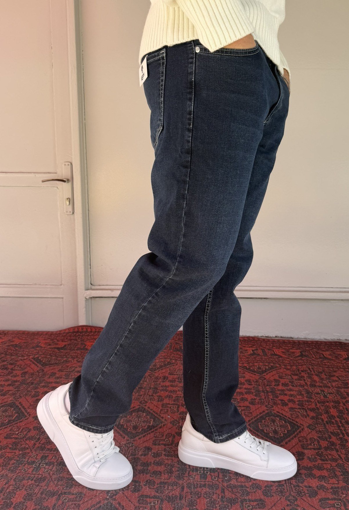 Keps Lacivert Spor Dikiş Detay Yıkamalı Regular Jean
