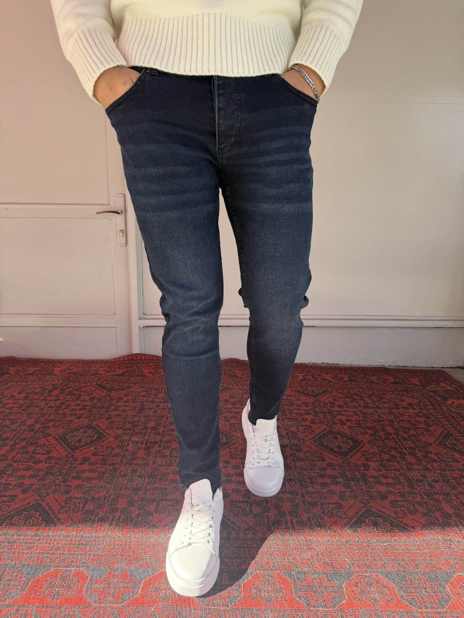 Keps Lacivert Yıkamalı Skinny Jean