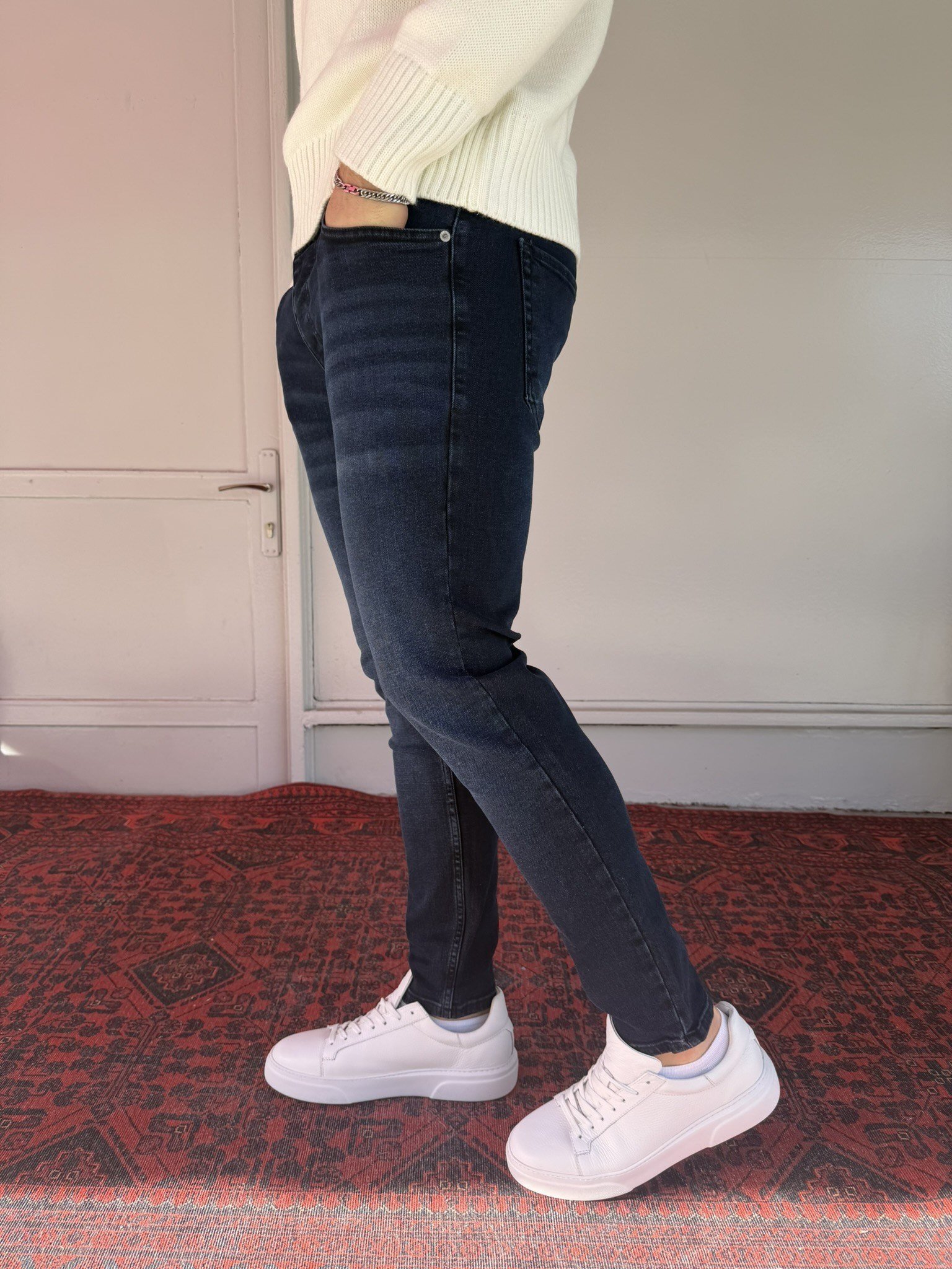 Keps Lacivert Yıkamalı Skinny Jean