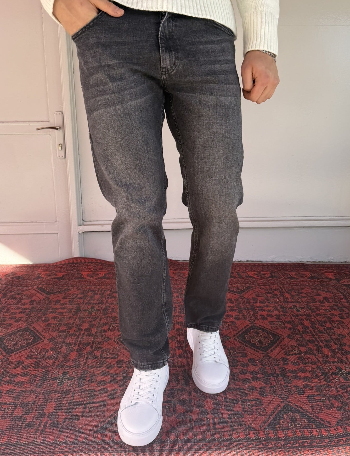 Keps Parmak Yıkamalı Antrasit Regular Jean