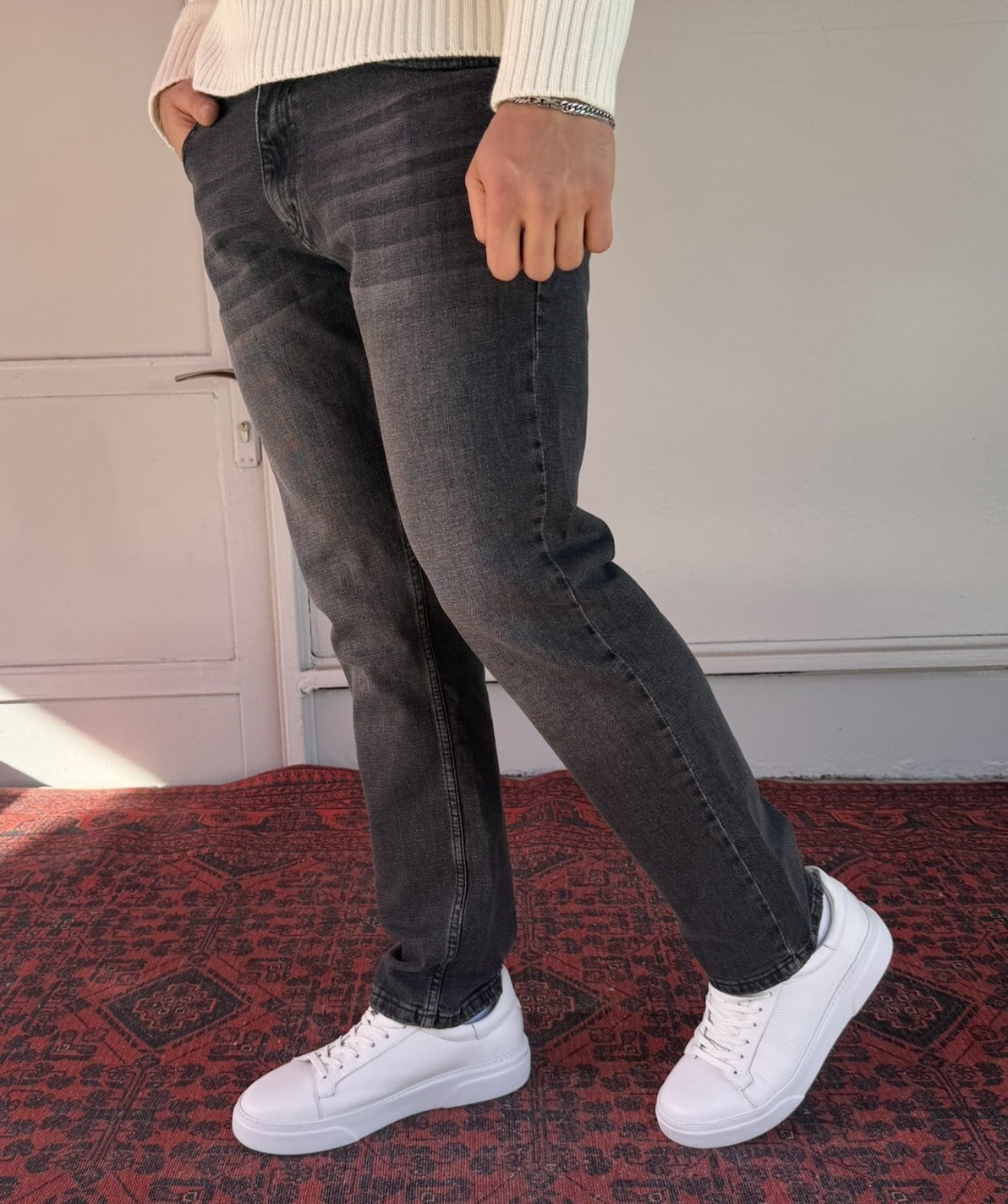 Keps Parmak Yıkamalı Antrasit Regular Jean