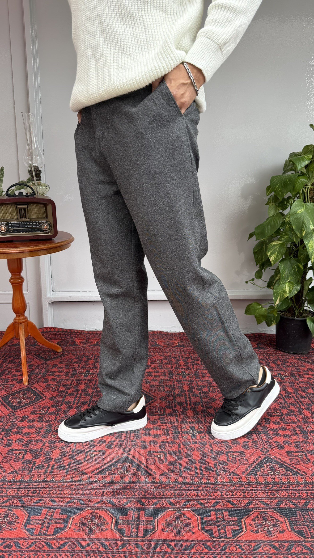 Kırçıllı Kaşe Baggy Pantolon