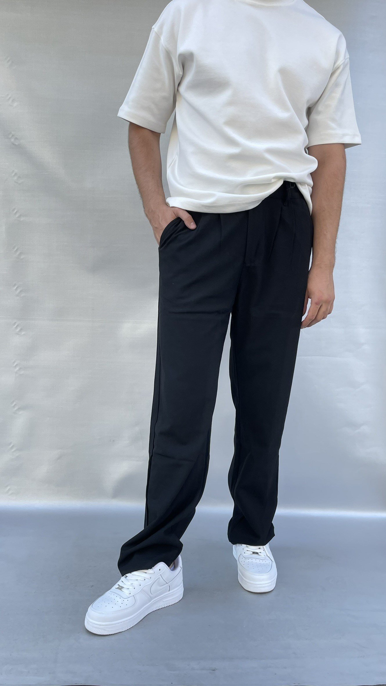 Kumaş Pileli Baggy Pantolon