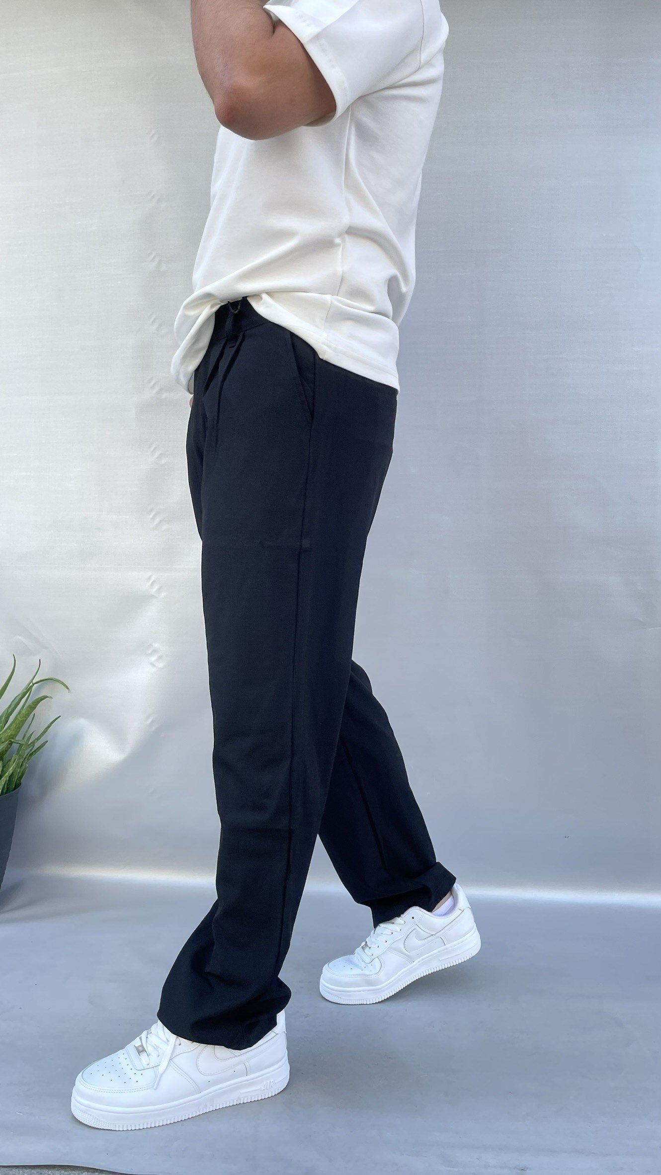 Kumaş Pileli Baggy Pantolon