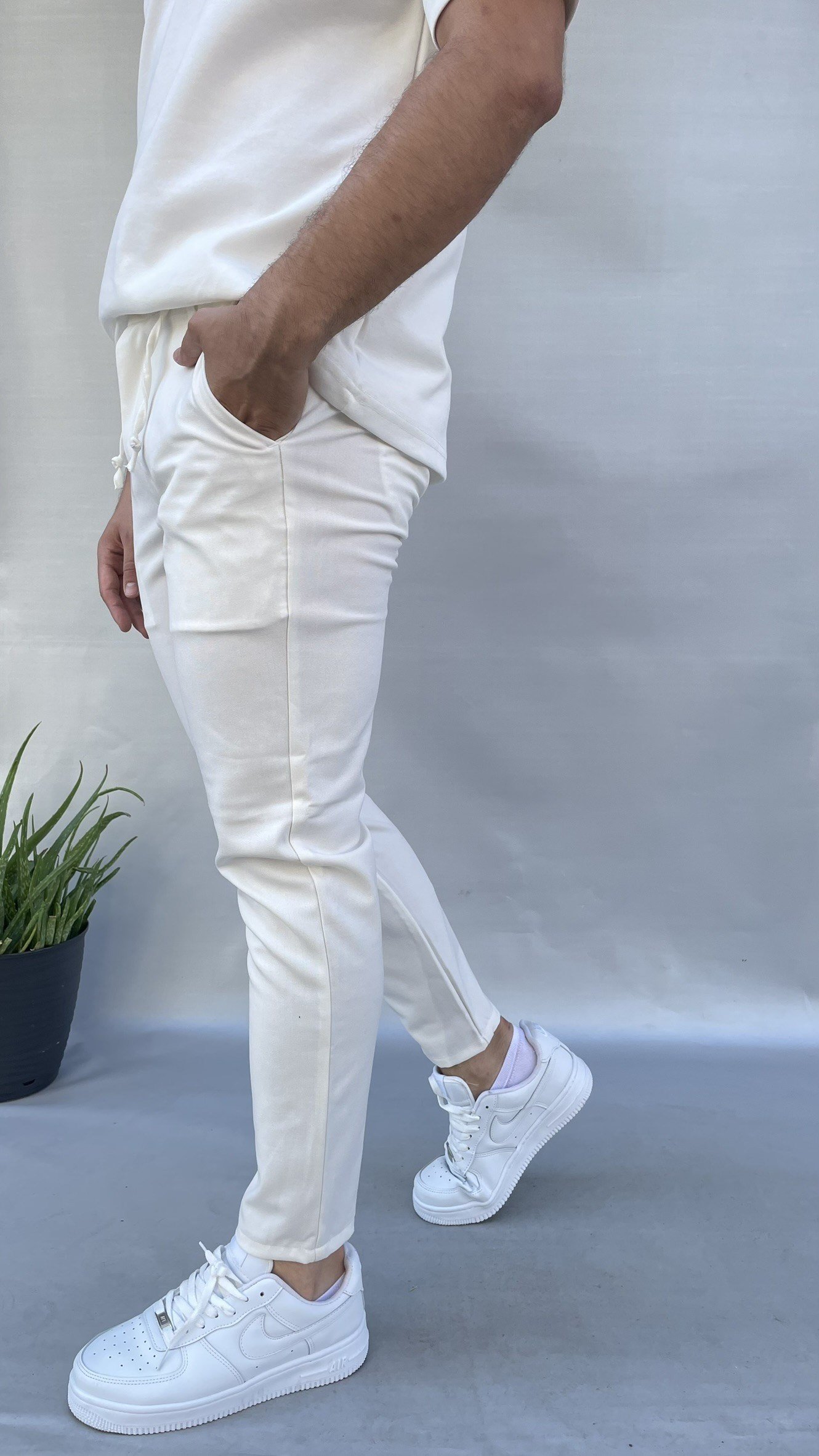 Kumaş Slim Fit Bel İpli Pantolon