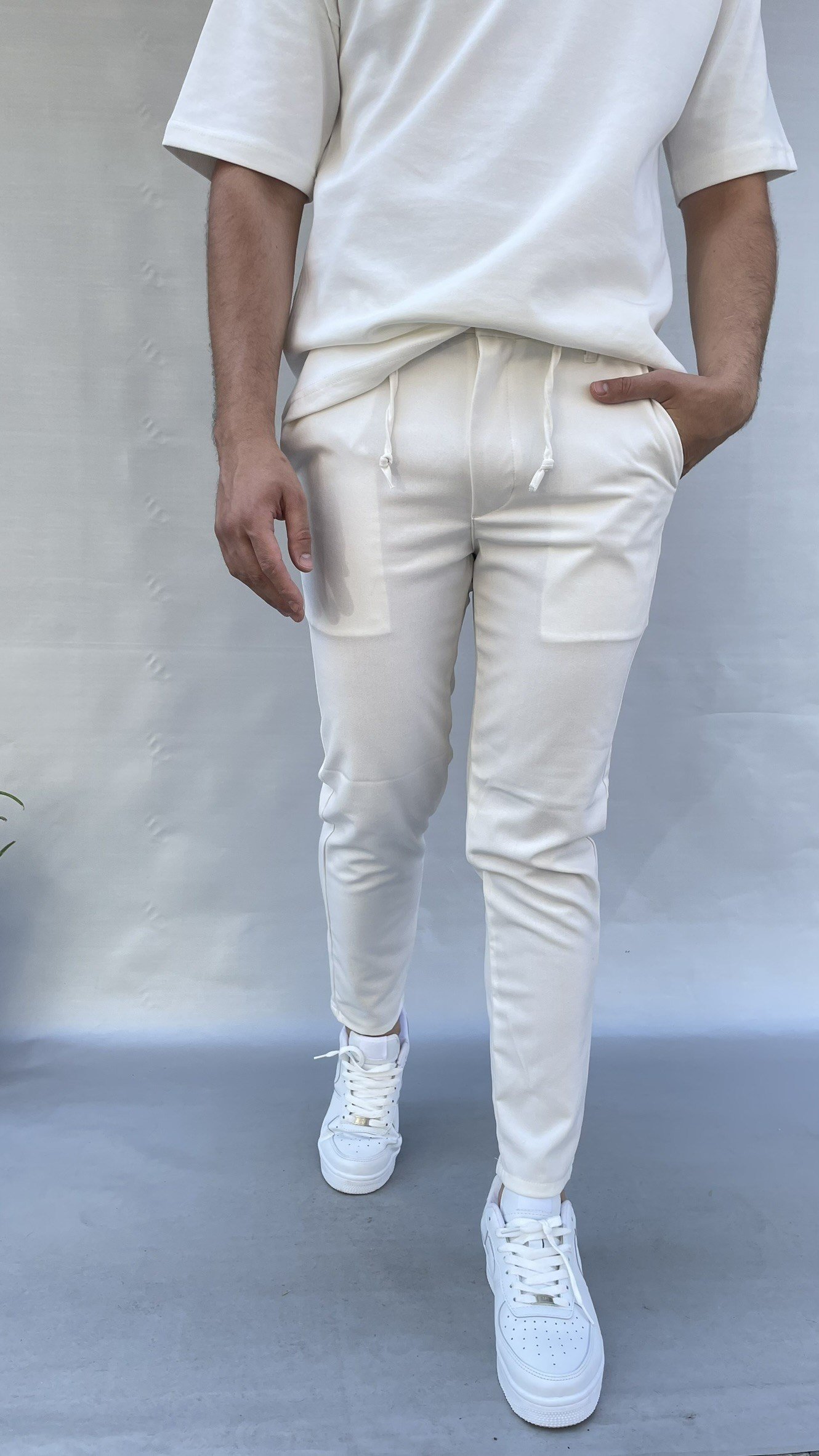 Kumaş Slim Fit Bel İpli Pantolon