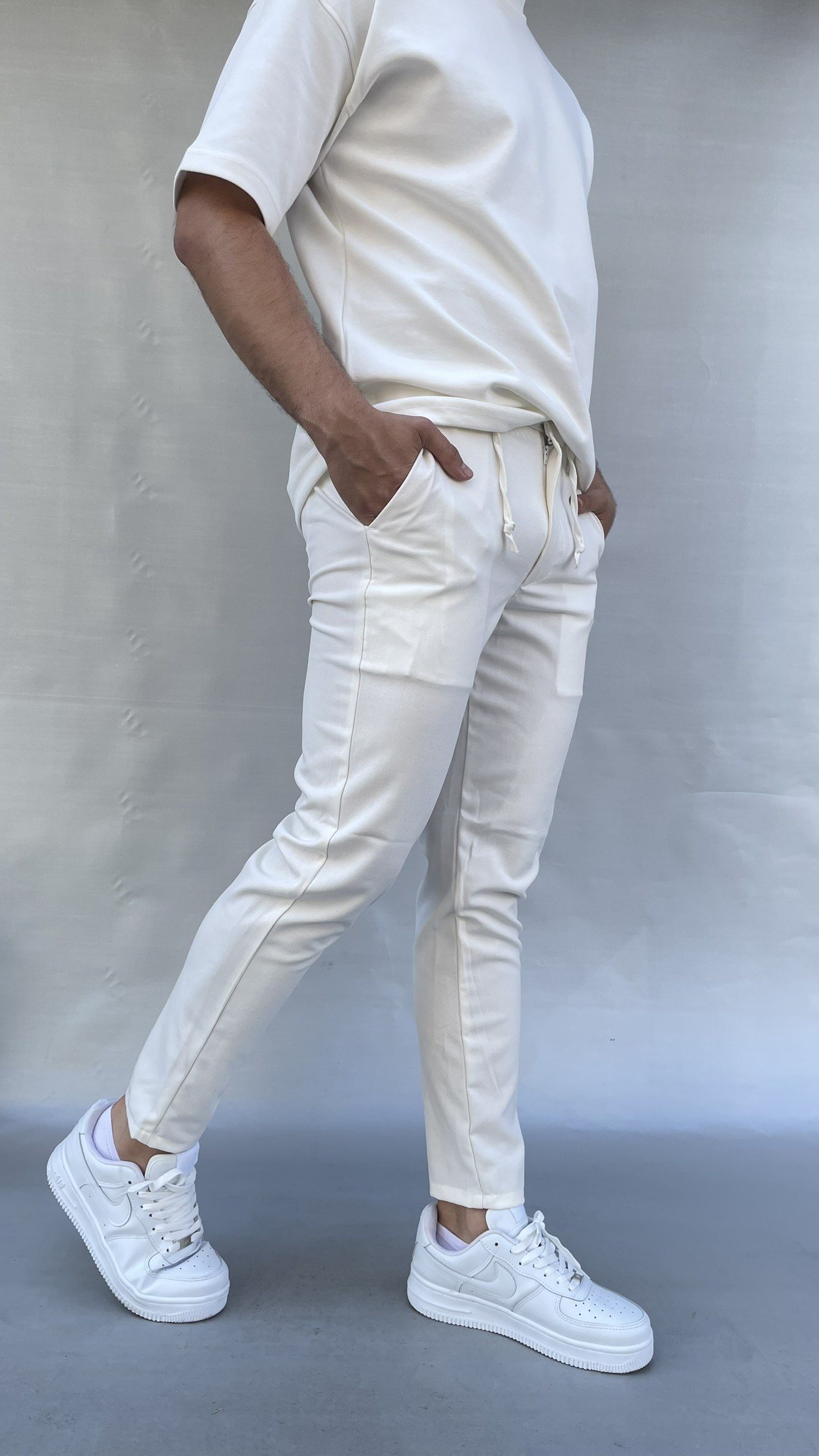 Kumaş Slim Fit Bel İpli Pantolon