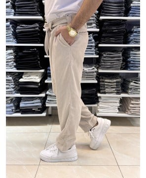 Kuşak Detay Kadife Boyfriend Jogger