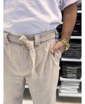 Kuşak Detay Kadife Boyfriend Jogger